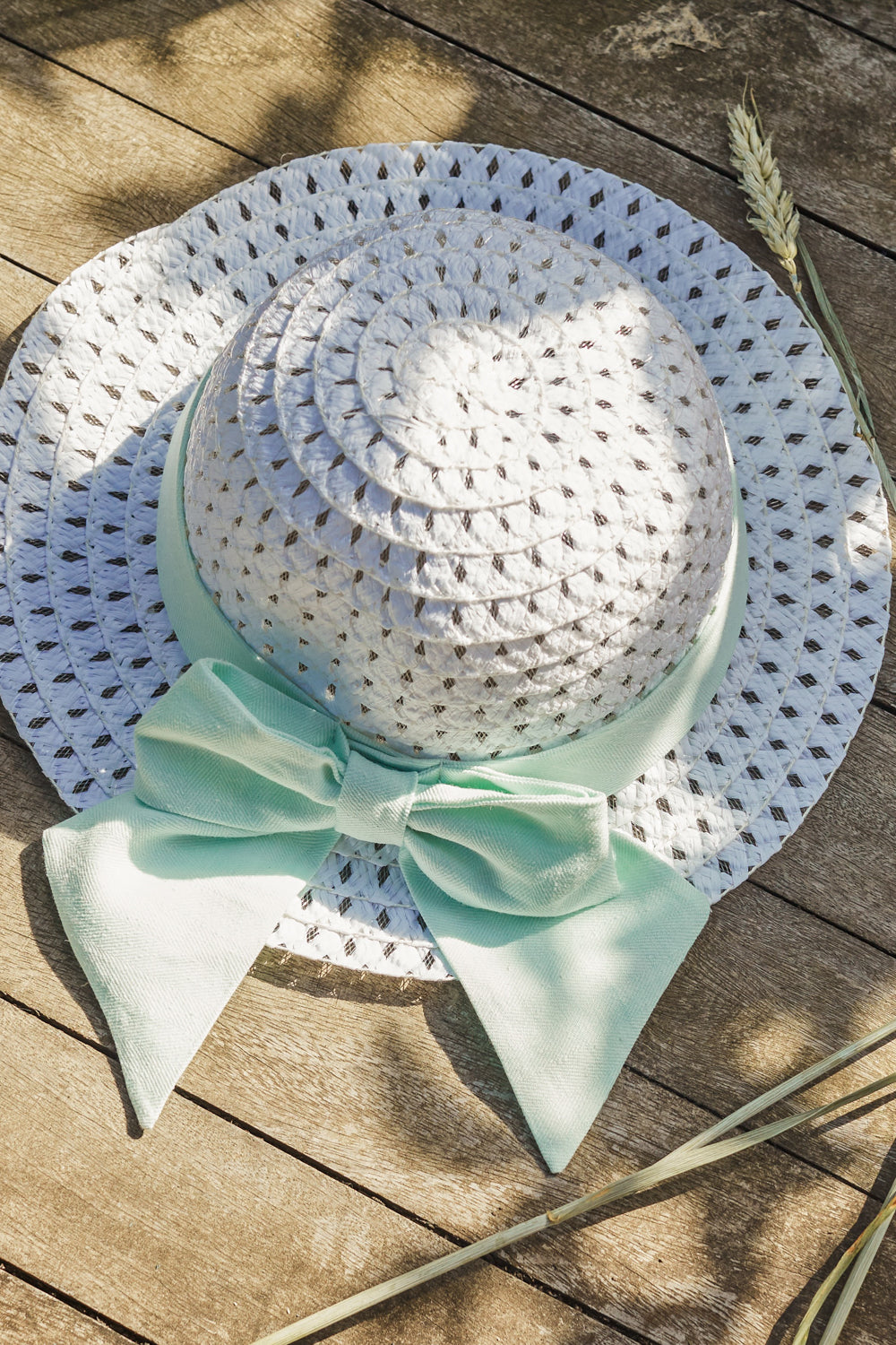 Mint Bow Straw Hat