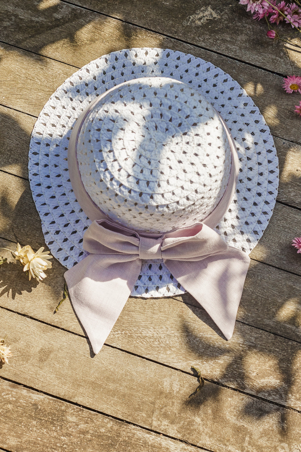 Pink Bow Straw Hat