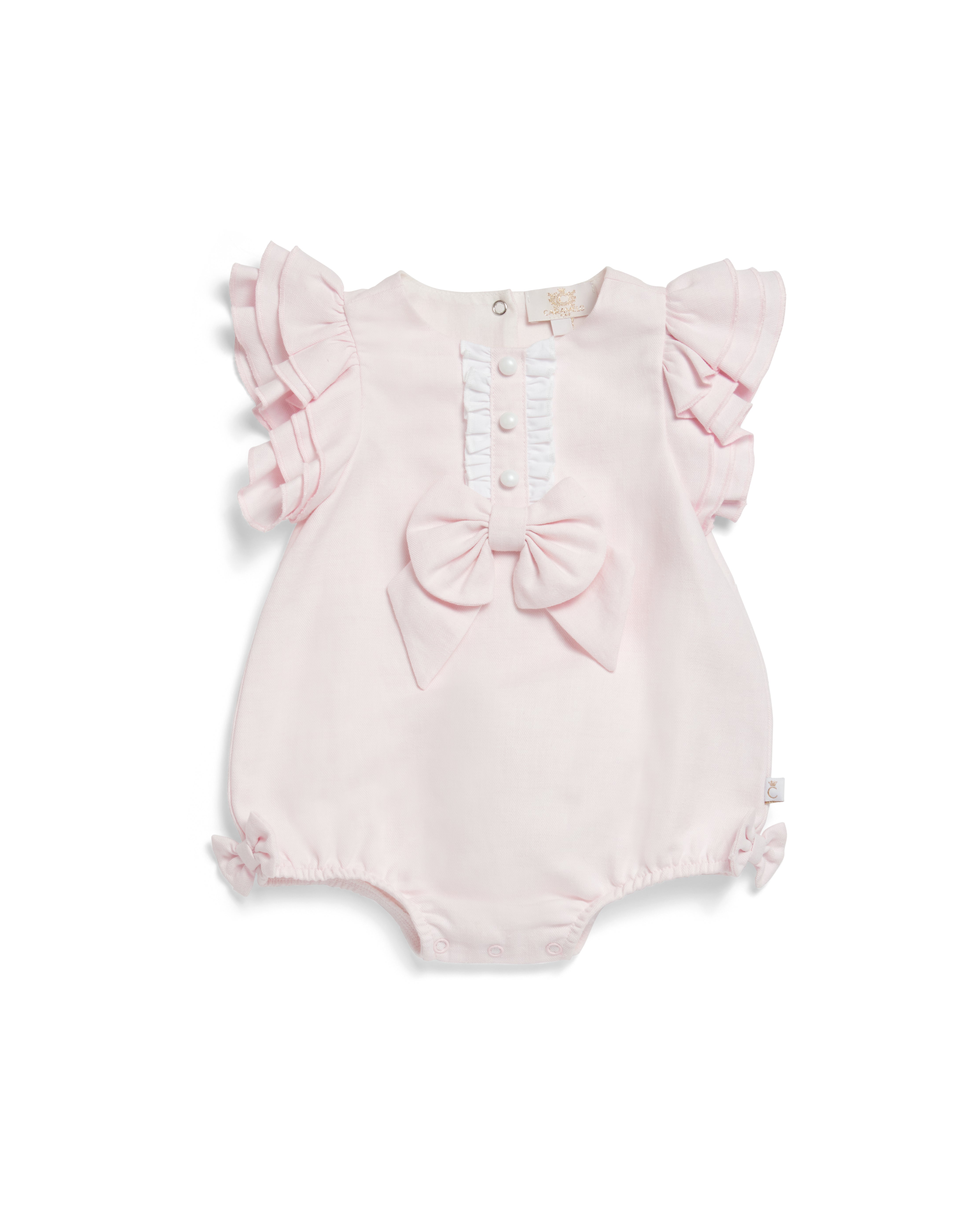 Summer Fete Pink Bow Frill-Sleeve Romper