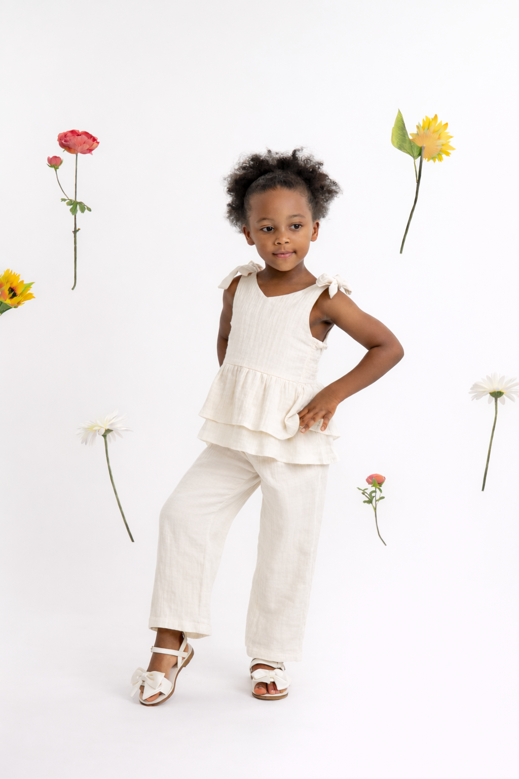 White Cotton Top and Trouser Set