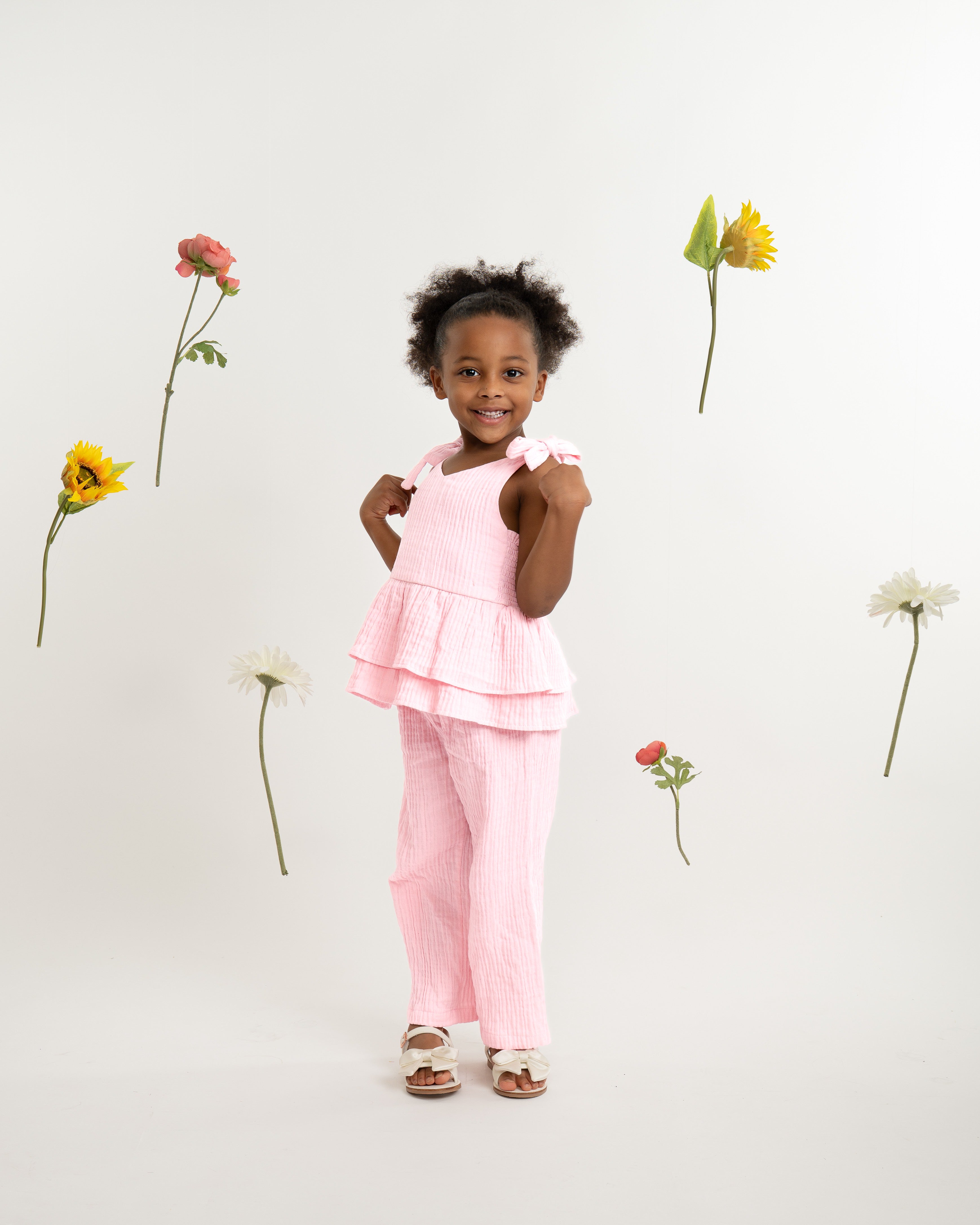 Pink Cotton Top and Trouser Set