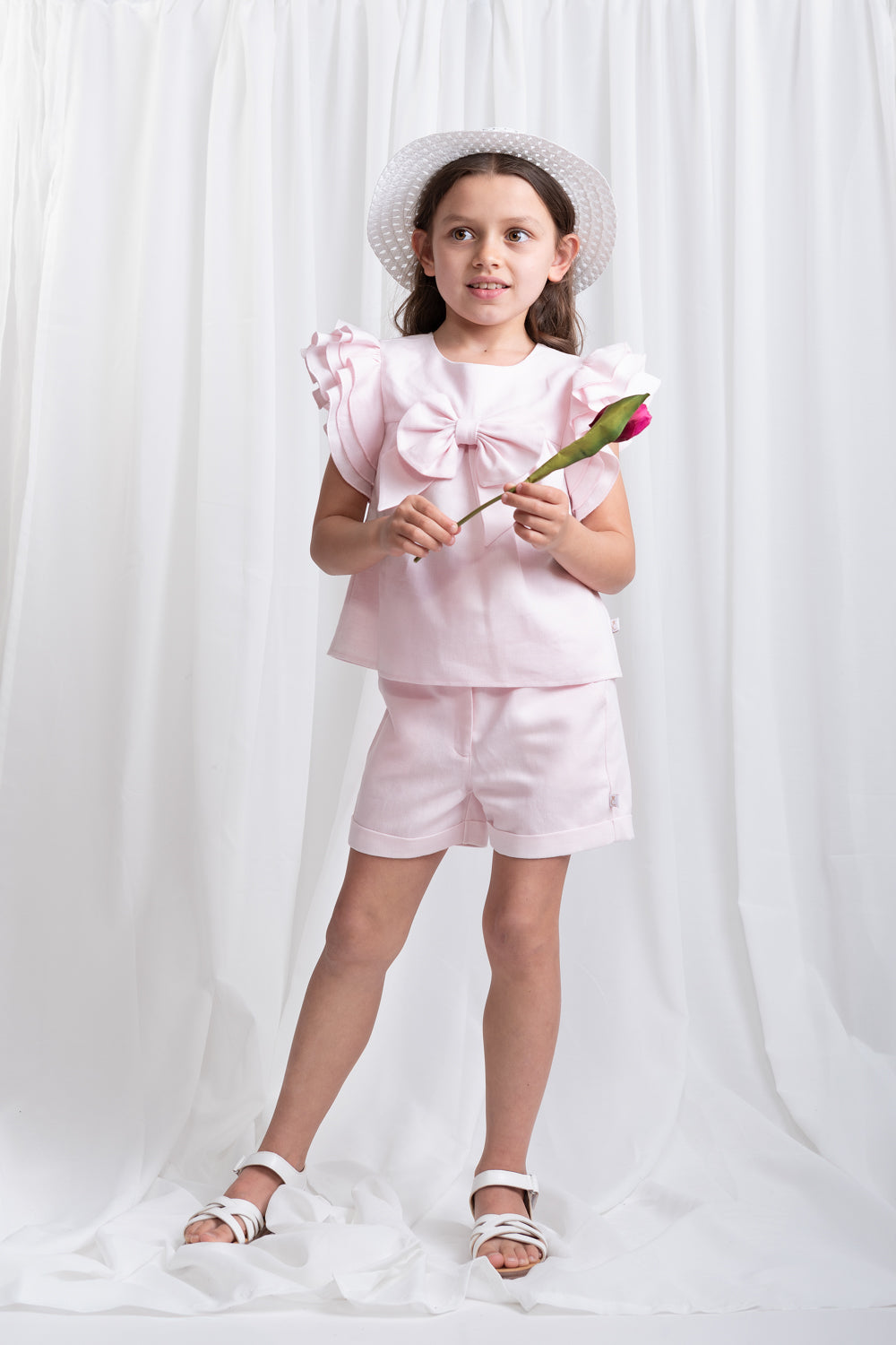 Summer Fete Pink Linen-Blend Shorts Set