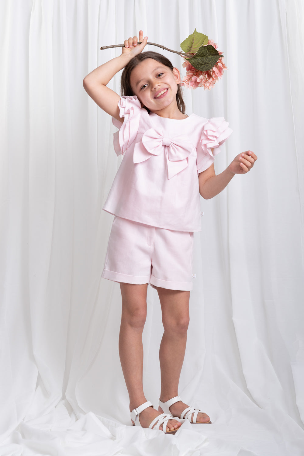 Summer Fete Pink Linen-Blend Shorts Set