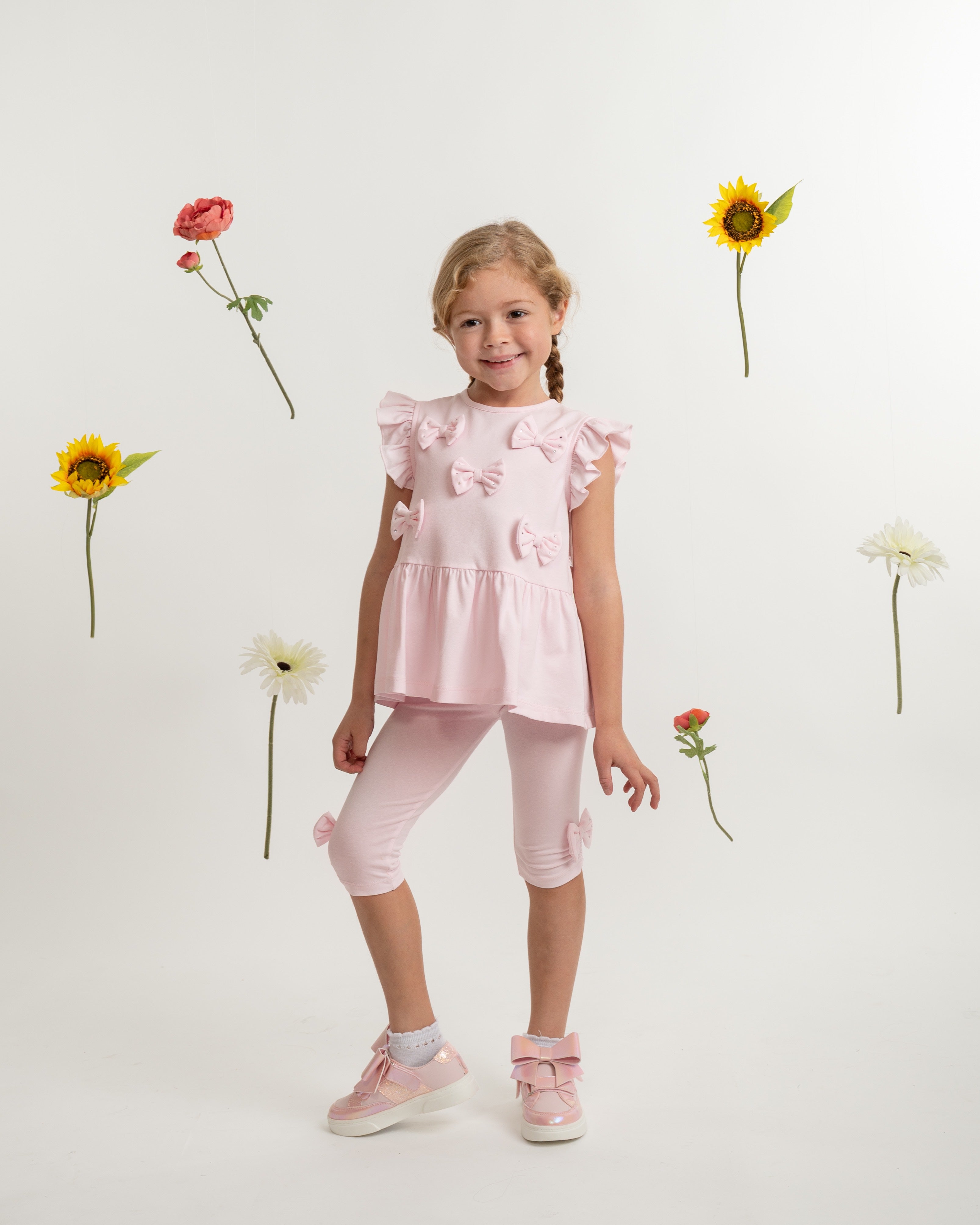 Pink Two-Piece Bow Legging set