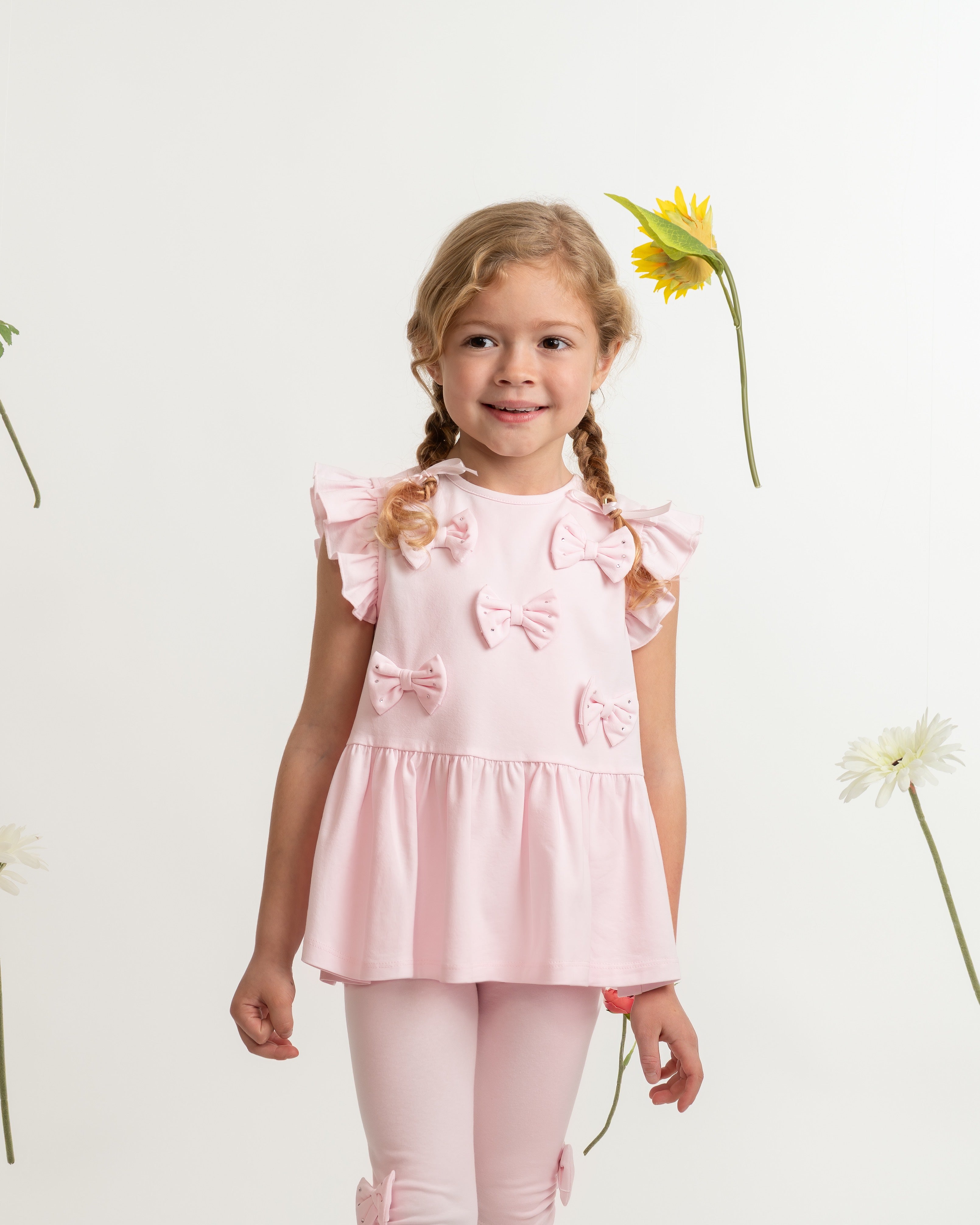 Pink Two-Piece Bow Legging set