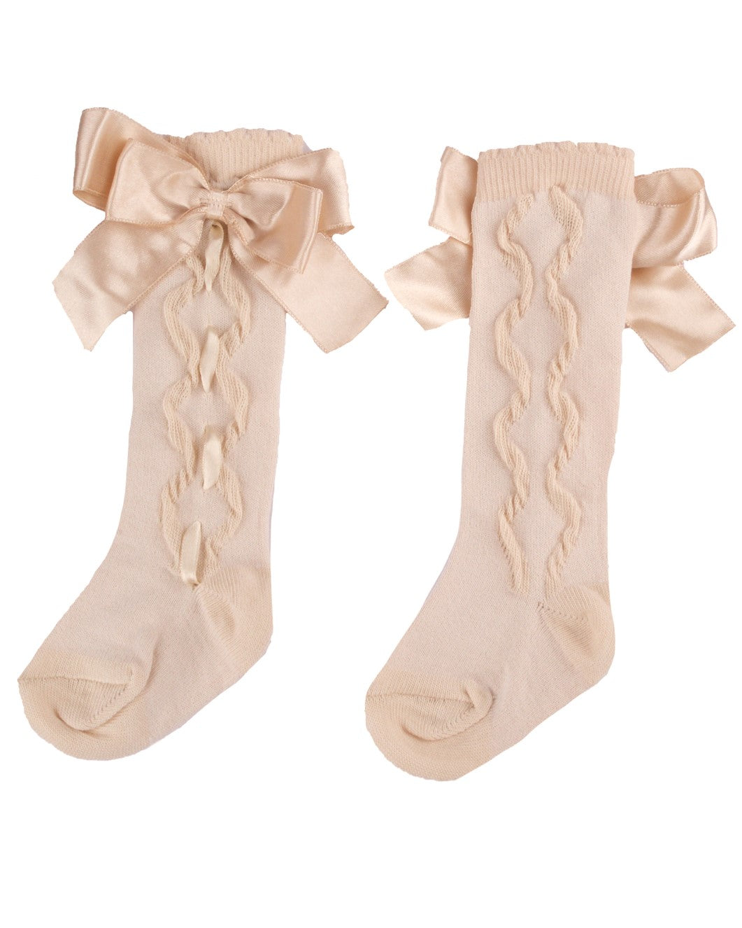 Camel Kneelength ribbon bow socks
