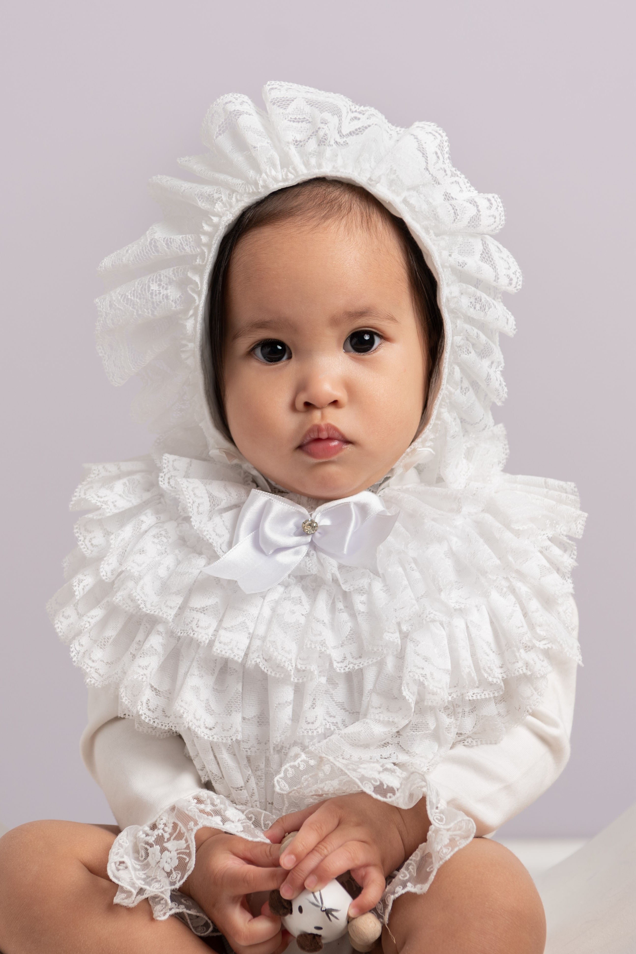White Frilly Lace Bib