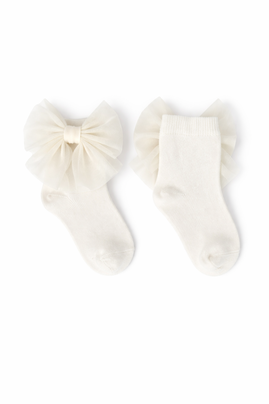 Ivory Ankle Socks with  Tulle Bow