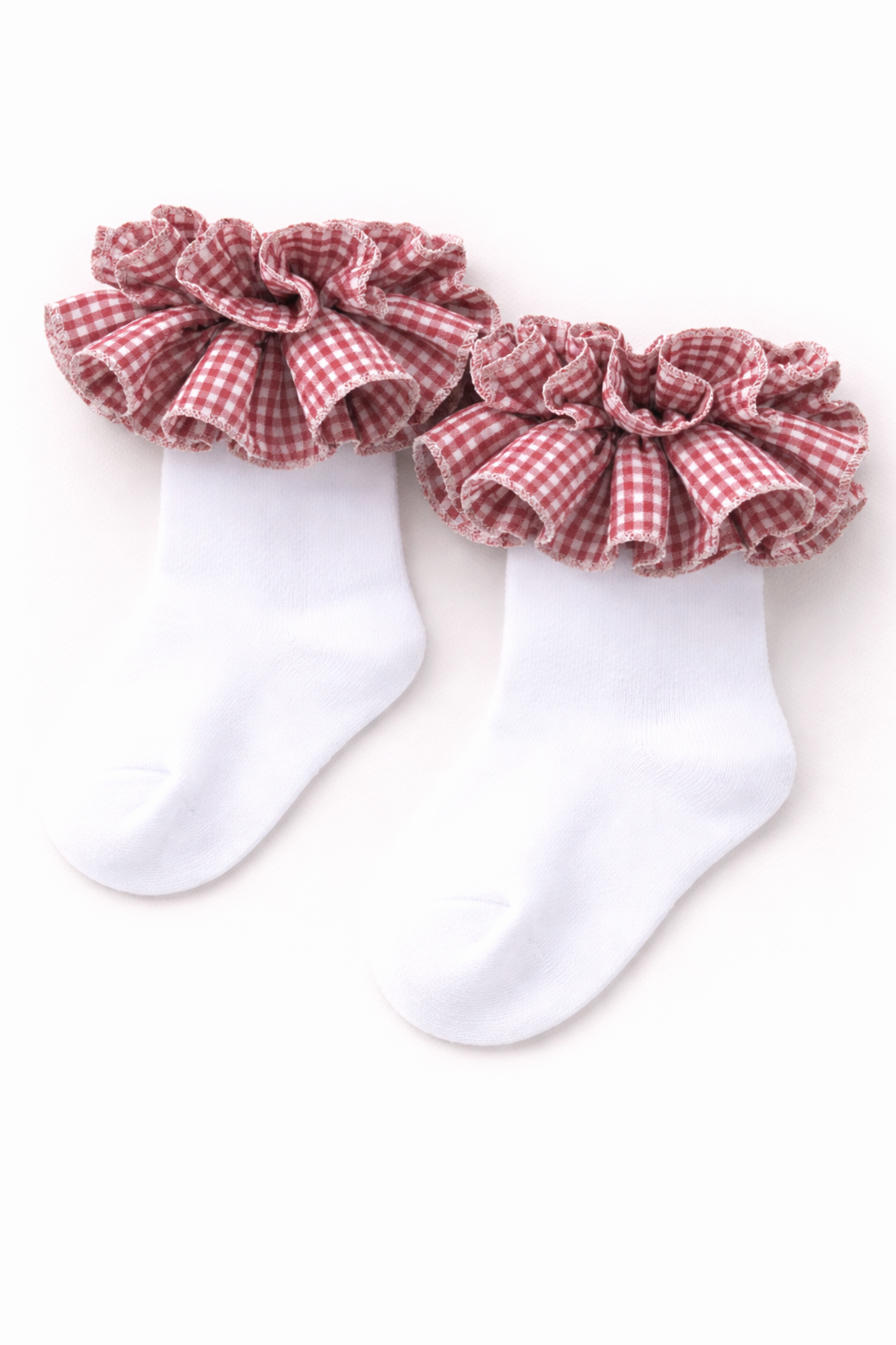 Red Gingham Ruffle Ankle Socks