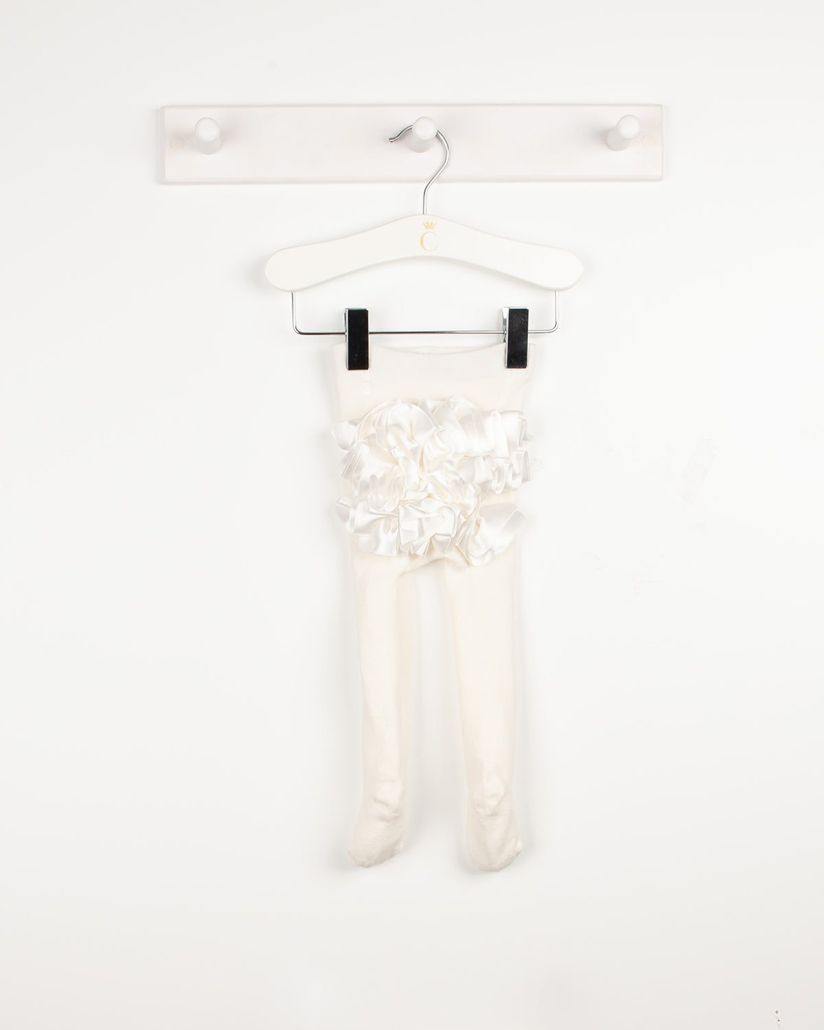Ivory Ruffle bum ribbon tights