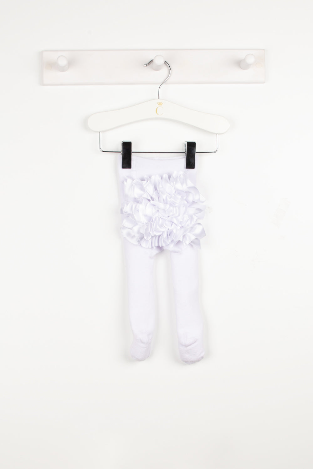 White Ruffle bum ribbon tights
