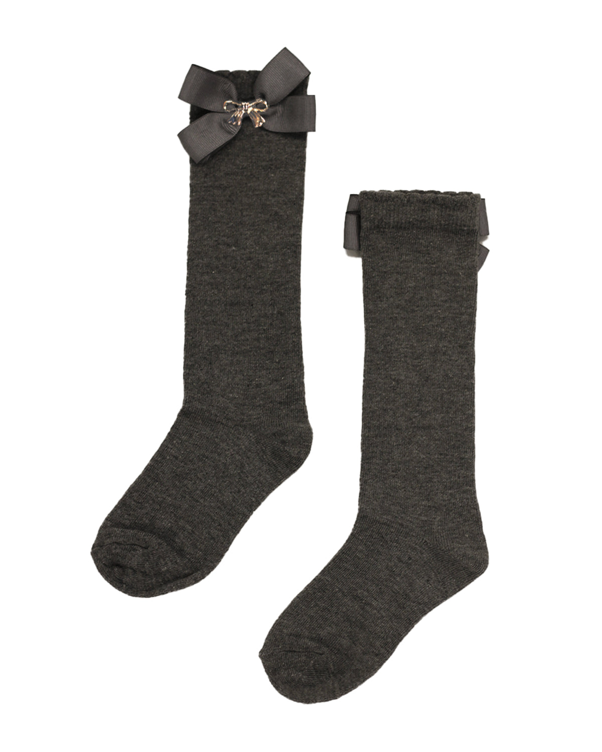 Grey Bow Charm Knee High Socks