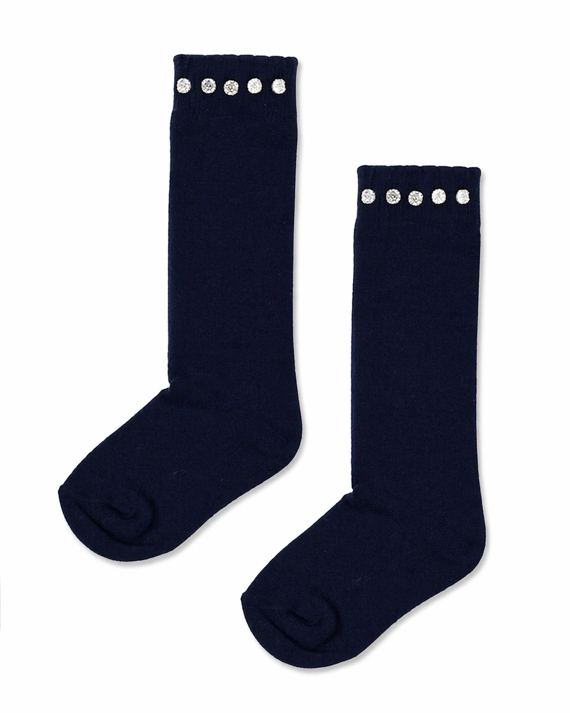 Navy Diamanté Knee High Socks