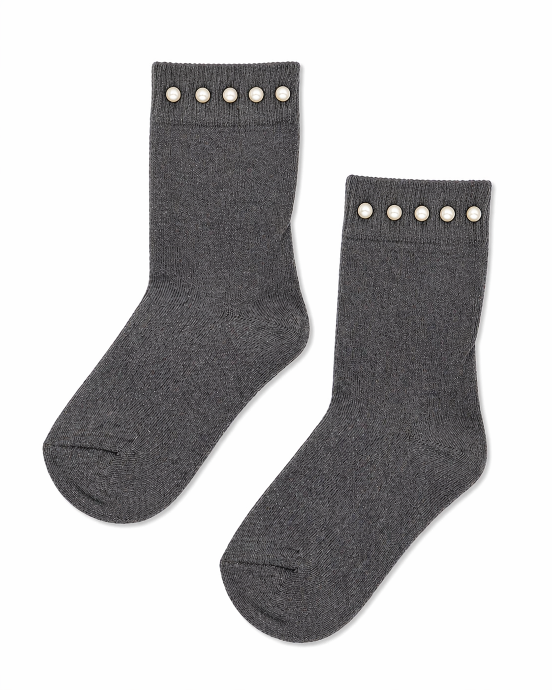 Grey Pearl Detail Ankle Socks