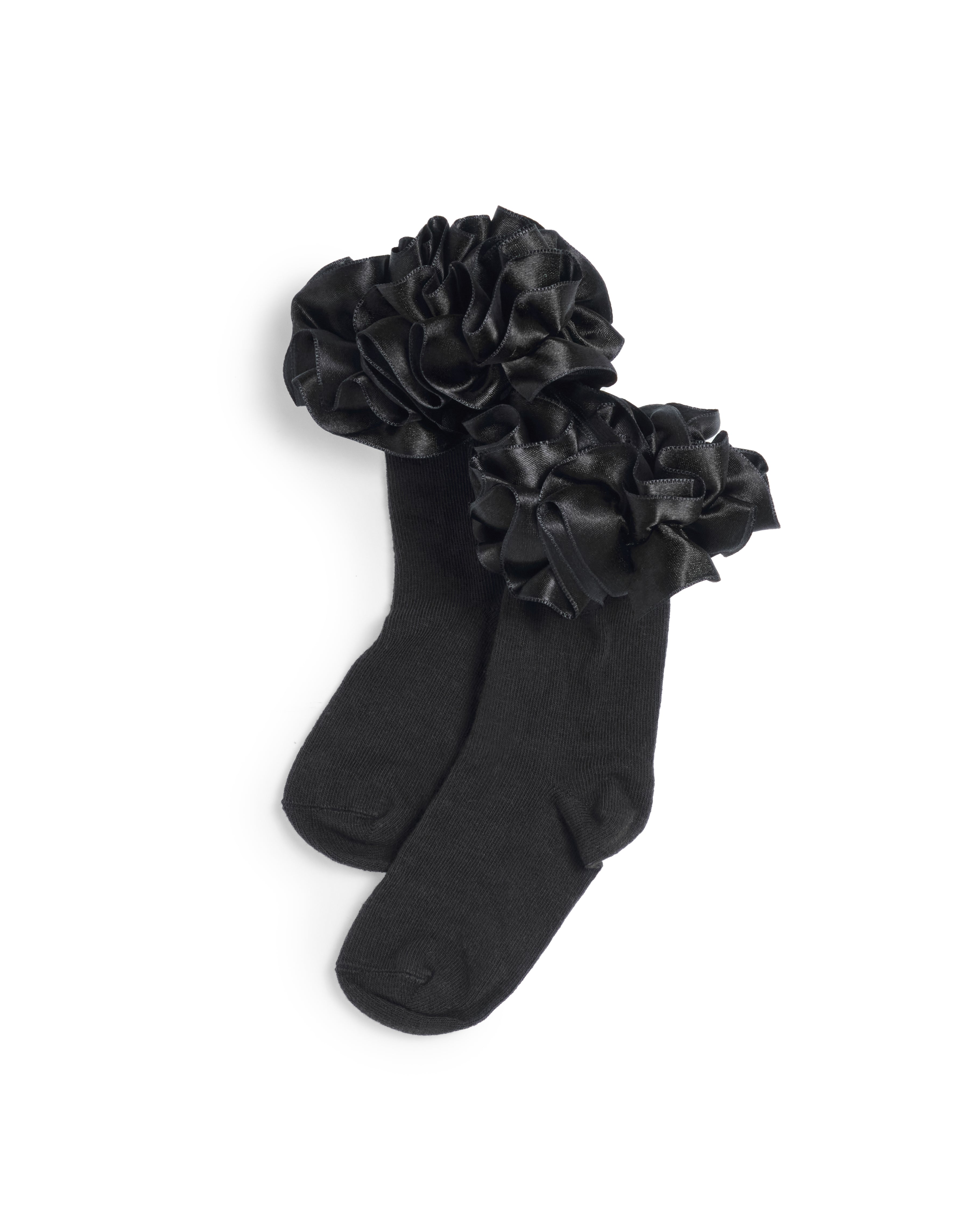 Black Ankle ruffle ribbon socks