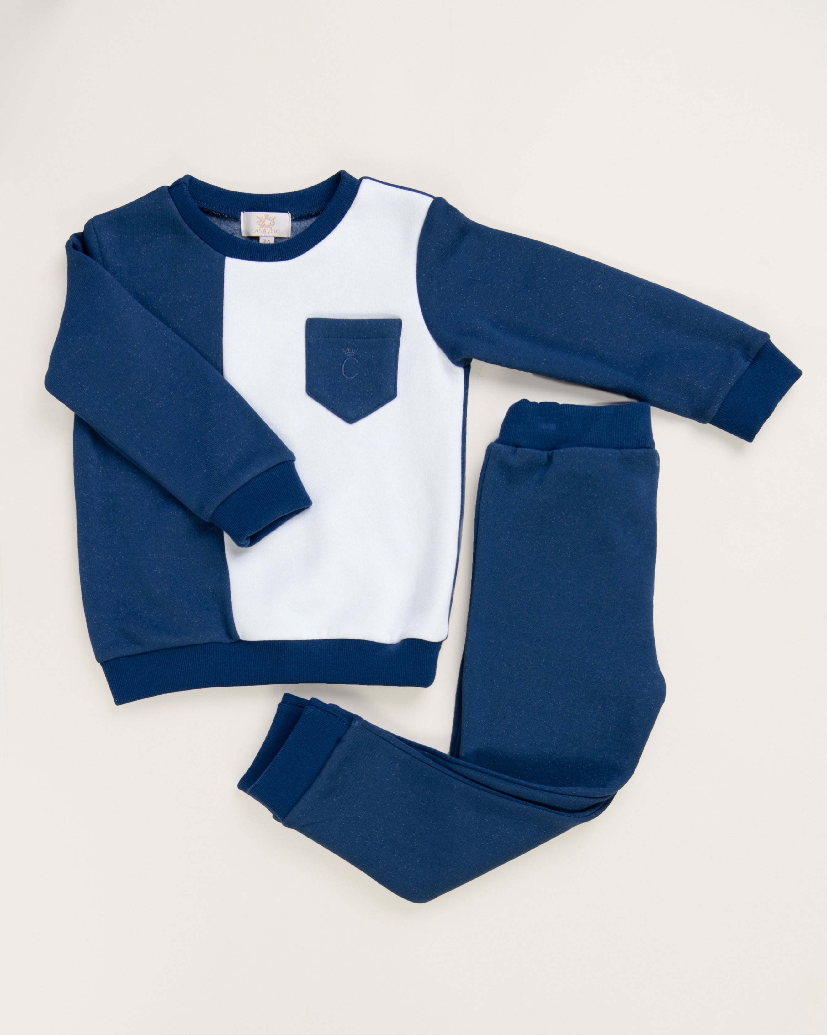 Navy Crew Neck Contrast Tracksuit