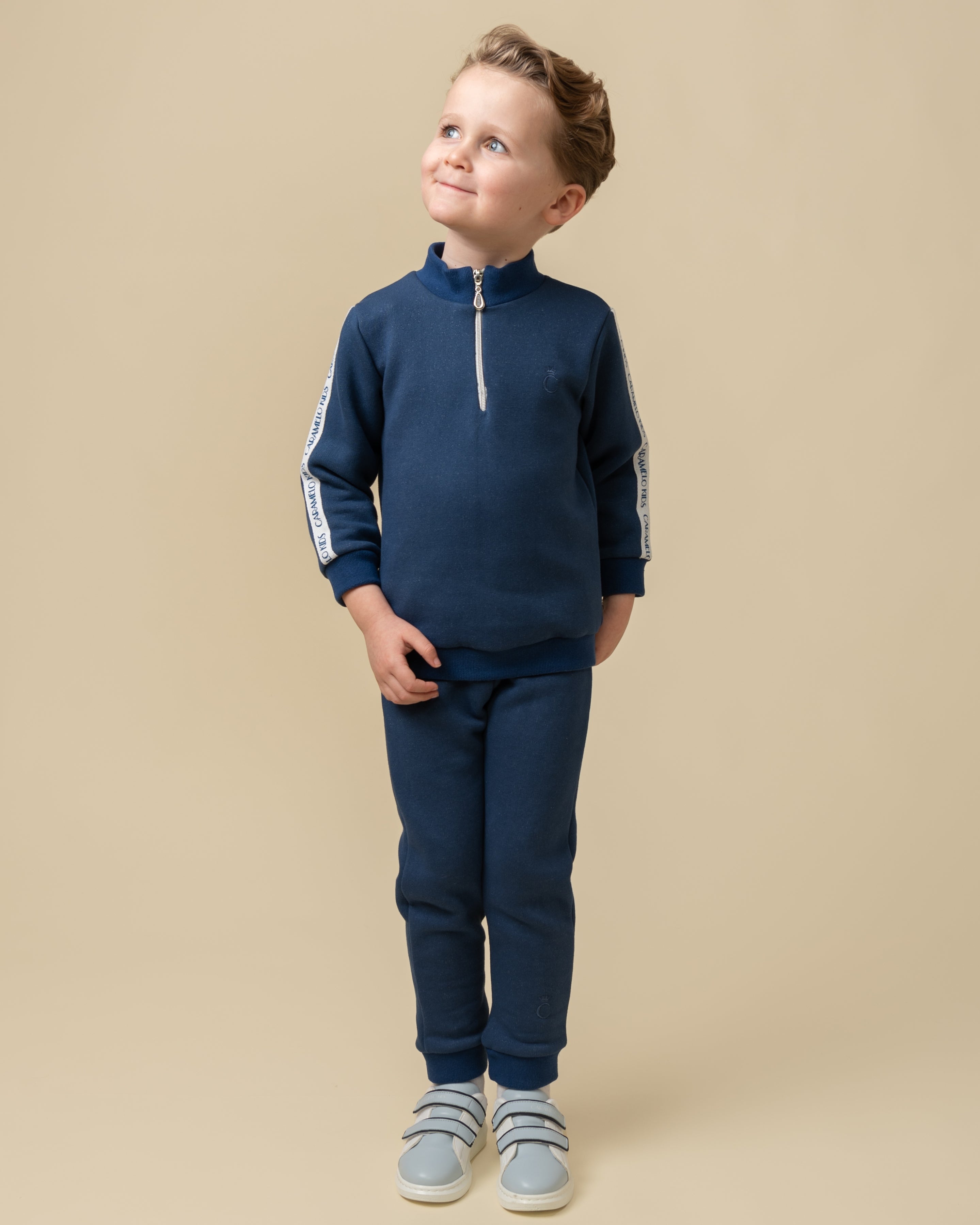 Navy Quarter Zip Speckled Tracksuit