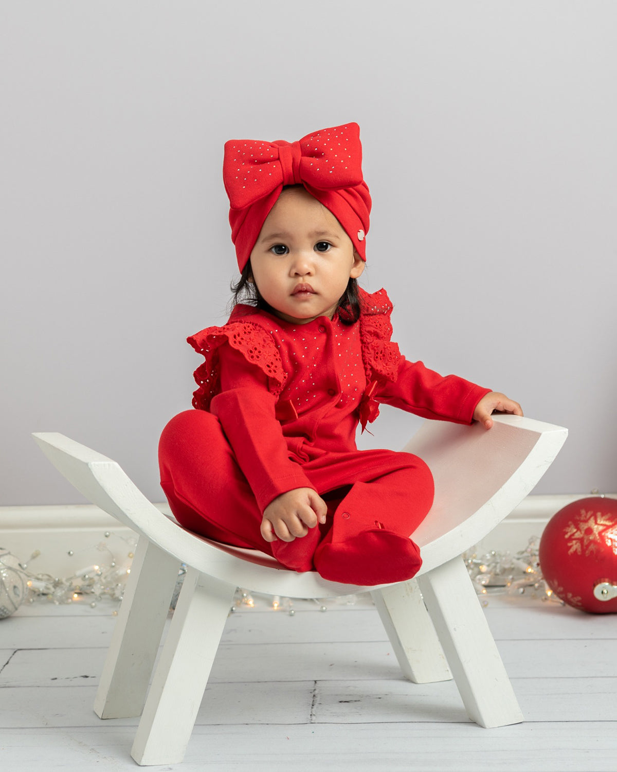 Red Diamonte Bow Turban