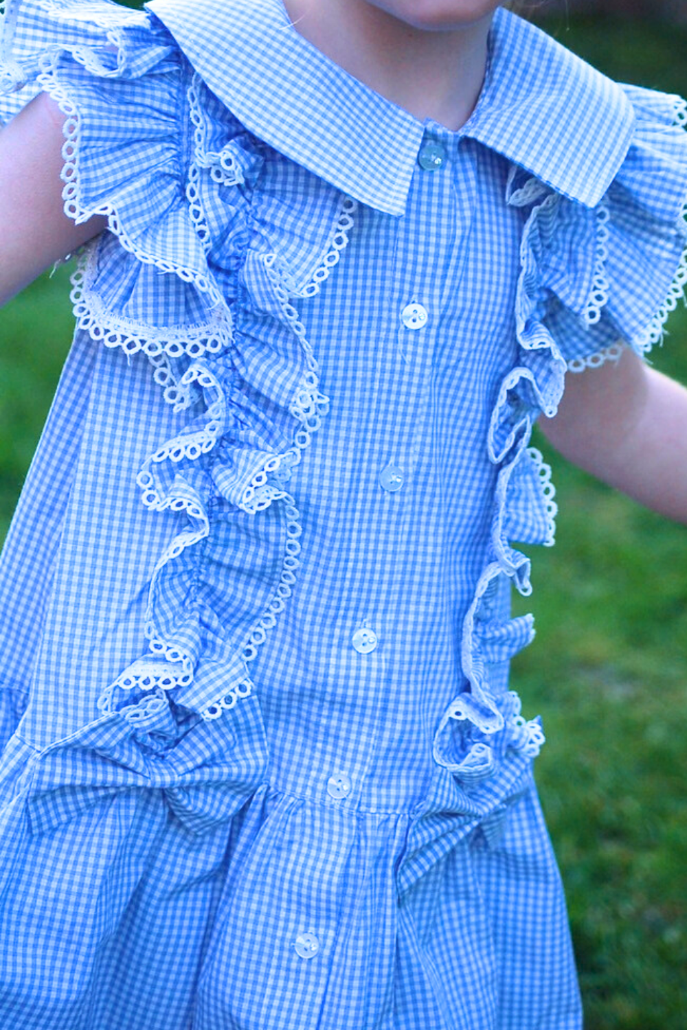 Blue Gingham Ruffle Summer School Dress with Bows Blue Gingham Ruffle Summer School Dress with Bows