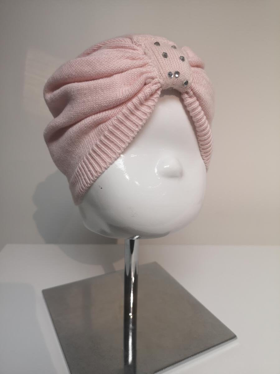 Pink Wool Blend Diamonte Turban