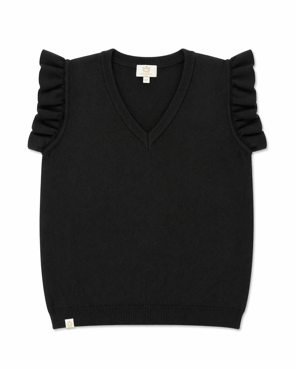 Black Frill Sleeve Knitted Tank Top