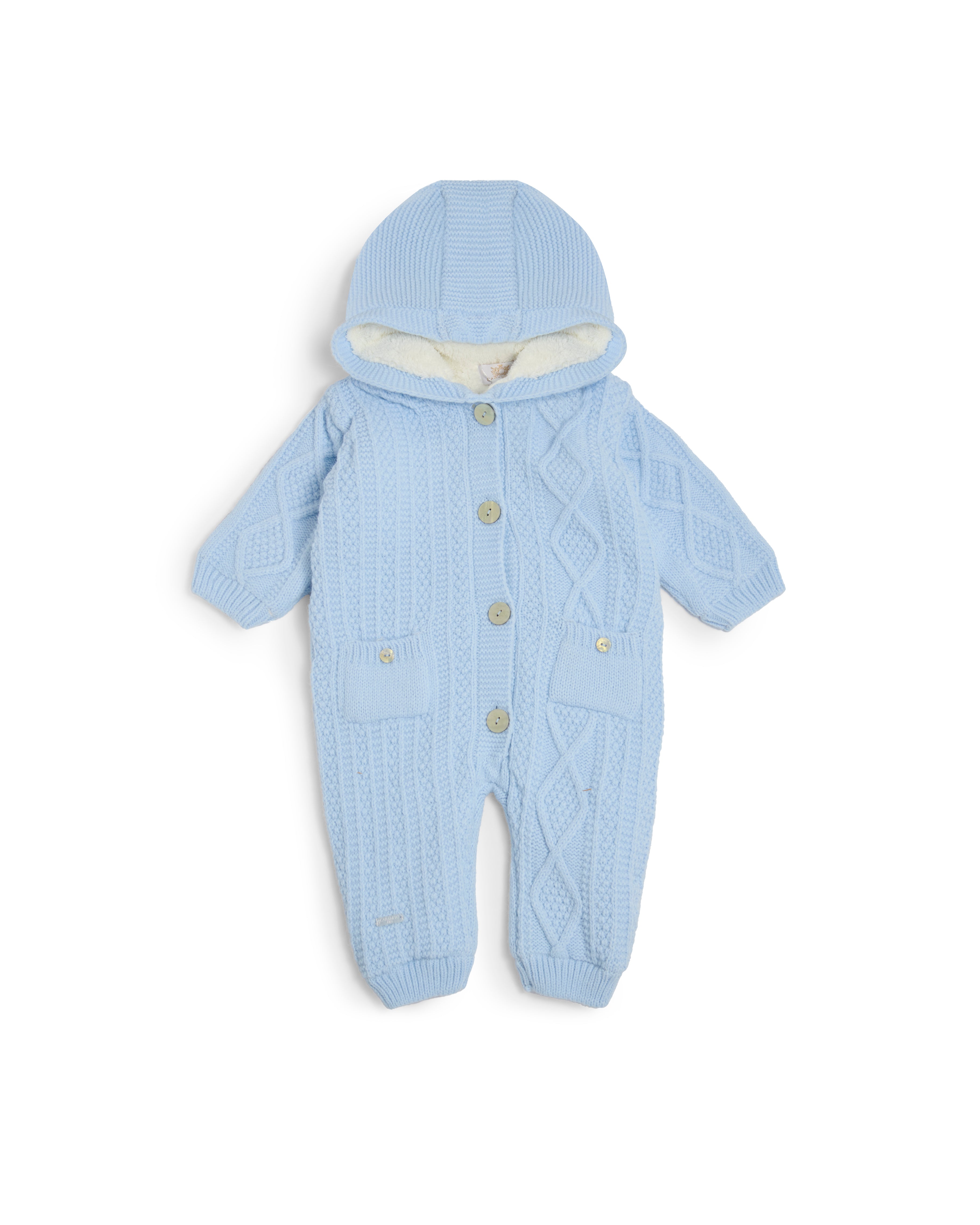 Sky Woolen Knit Baby Snowsuit