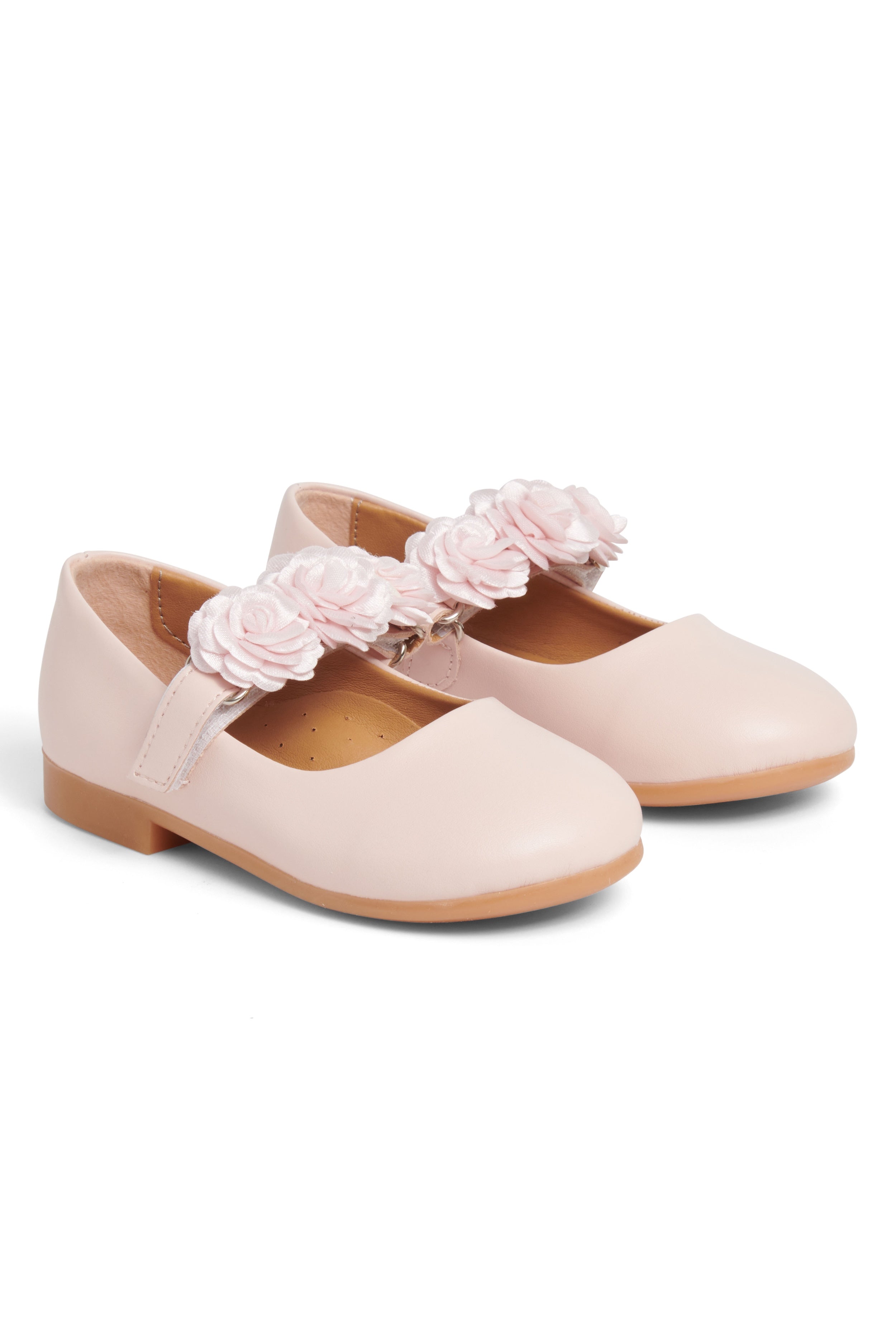 Pink Floral Strap Ballerina Shoes