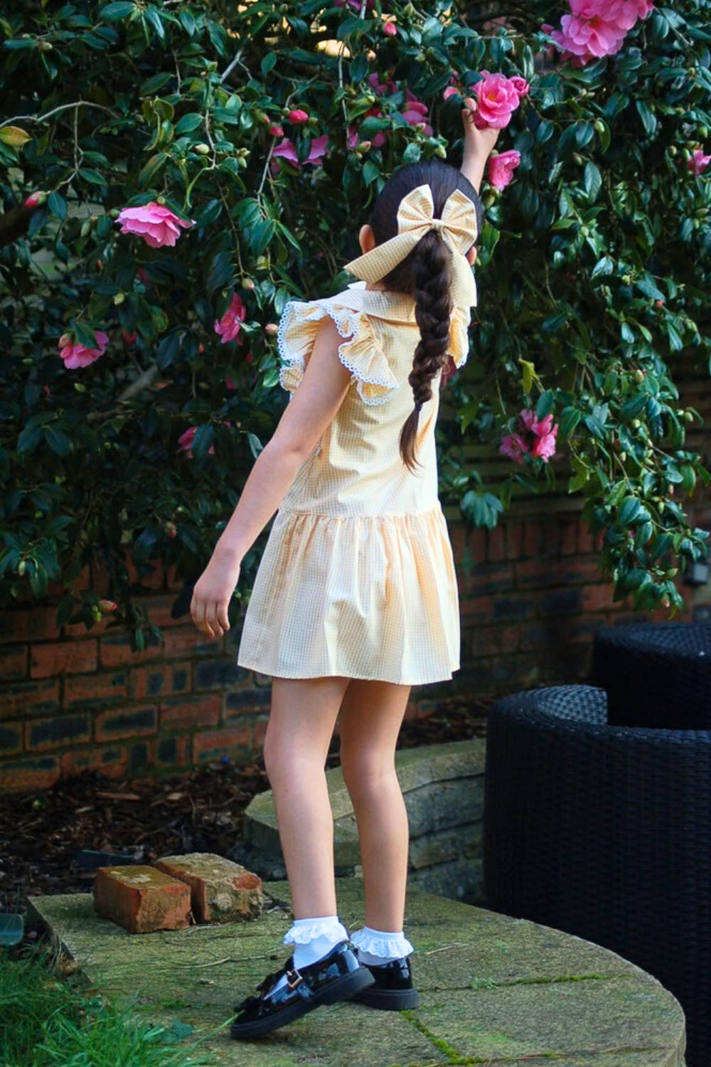 Yellow Gingham Bow Hair Clip