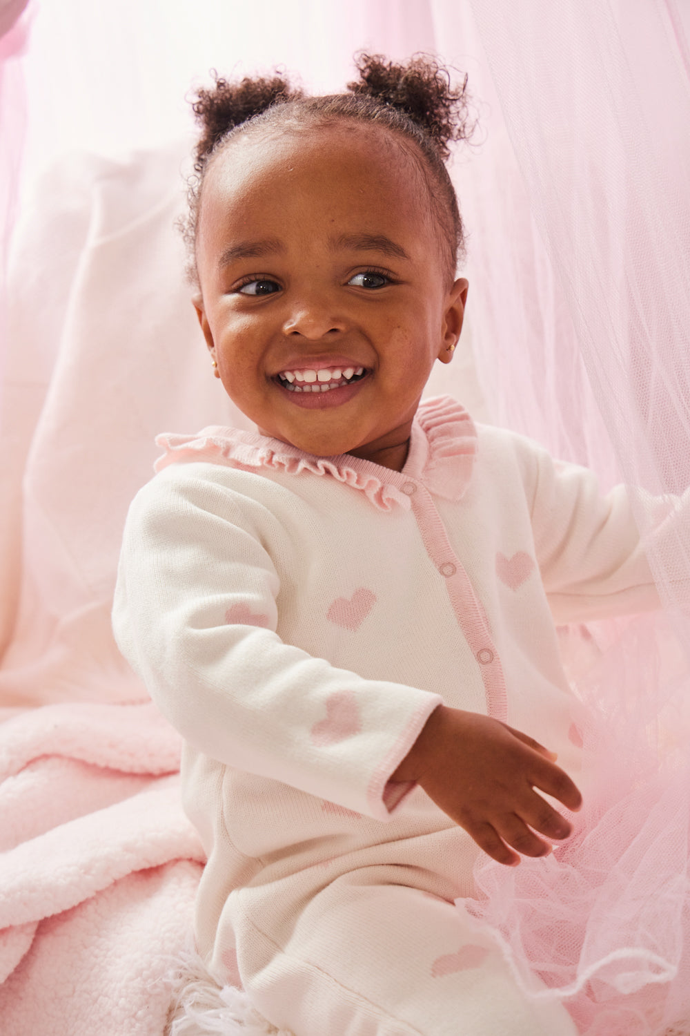 Pink Heart-Print Baby 3-Piece Sleepsuit Set