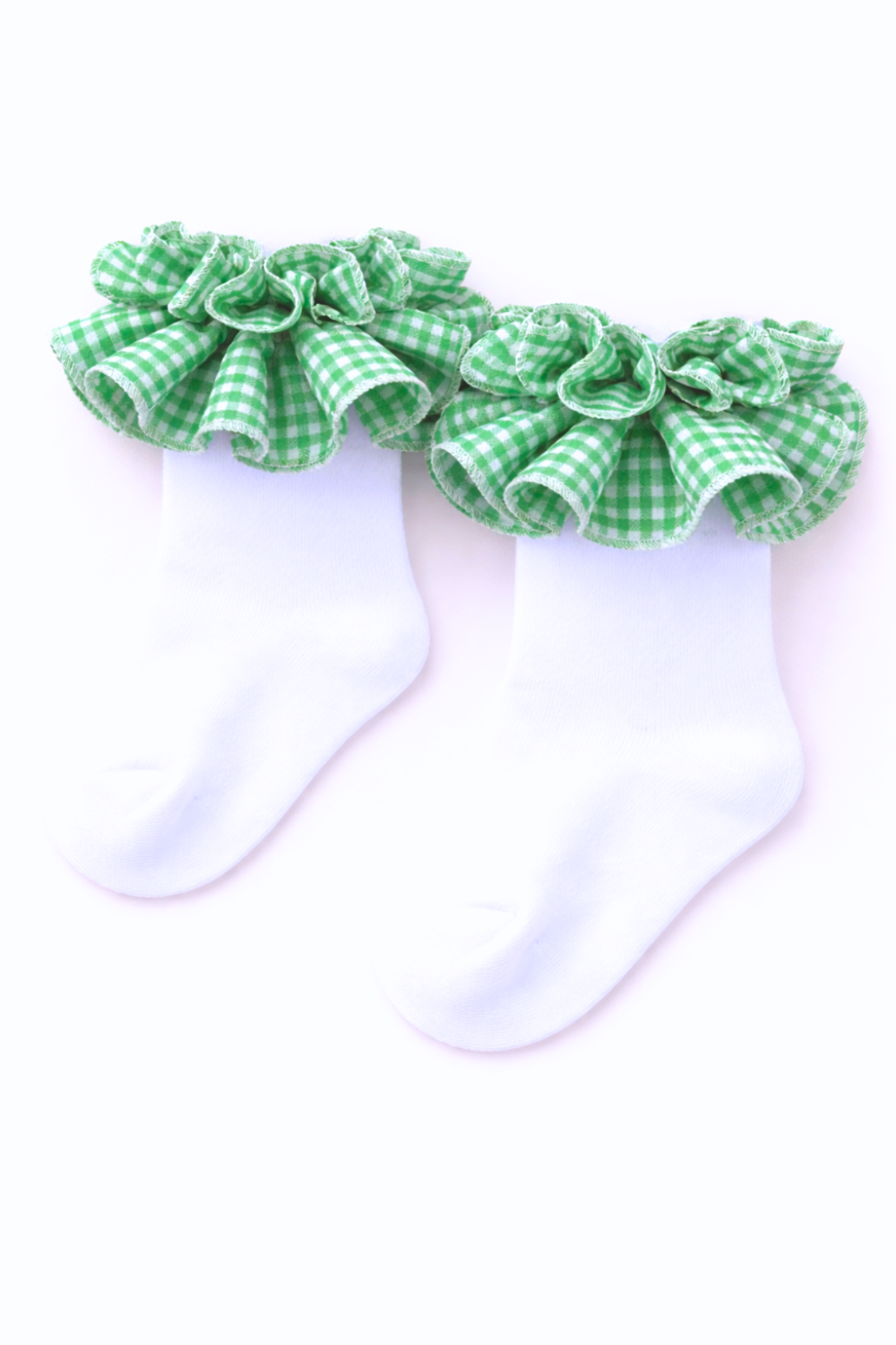 Green Gingham Ruffle Ankle Socks