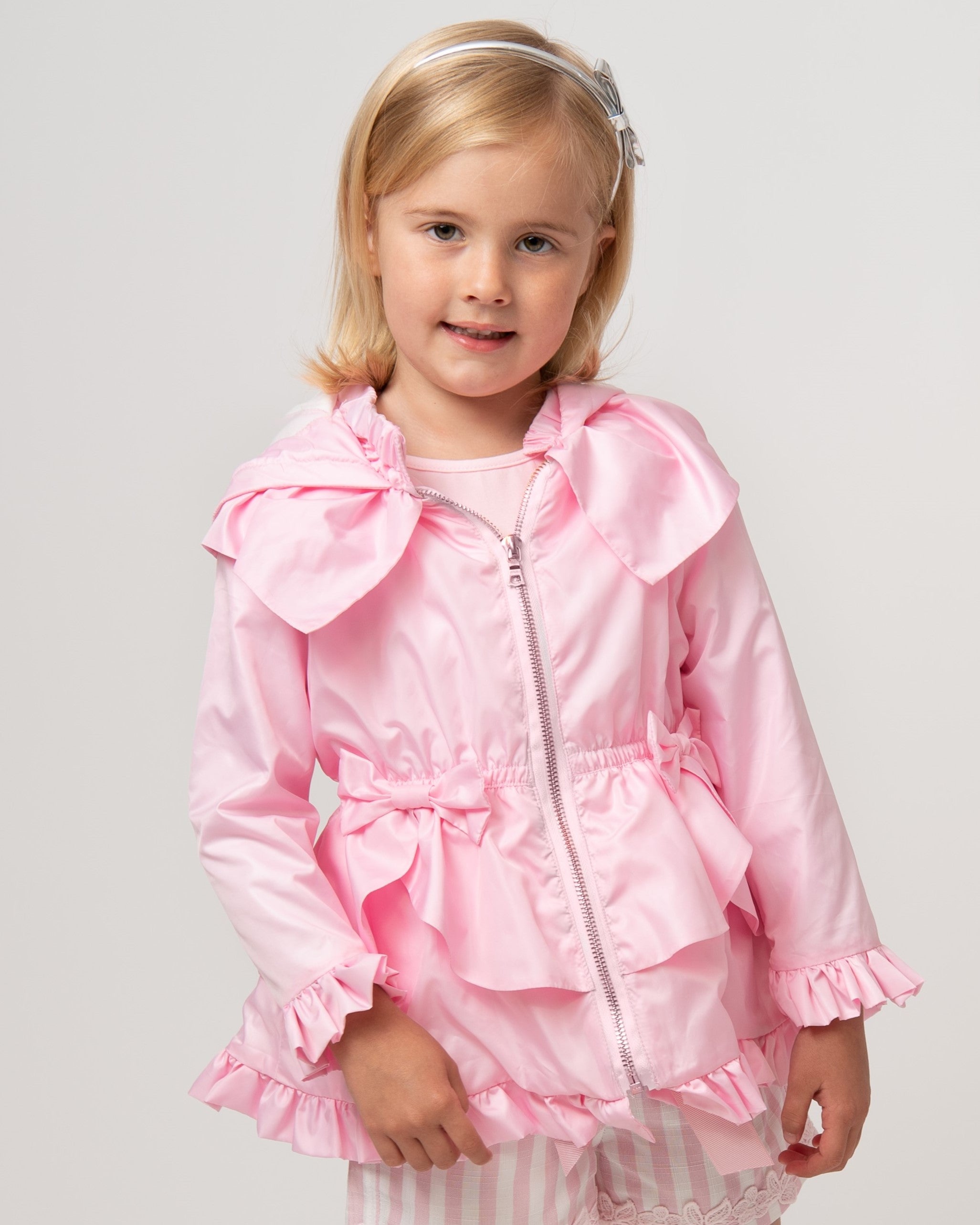 Pink Peplum Frill Bow Coat