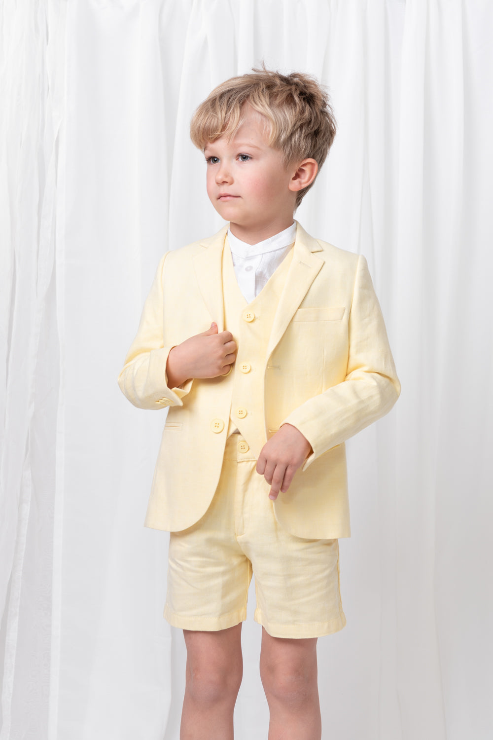 Lemon Boys' Linen Blend 3-Piece Suit Set