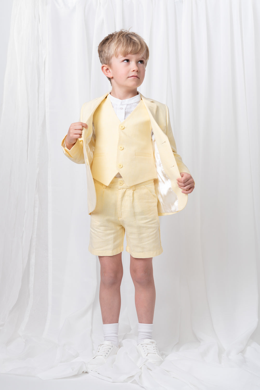 Lemon Boys' Linen Blend 3-Piece Suit Set