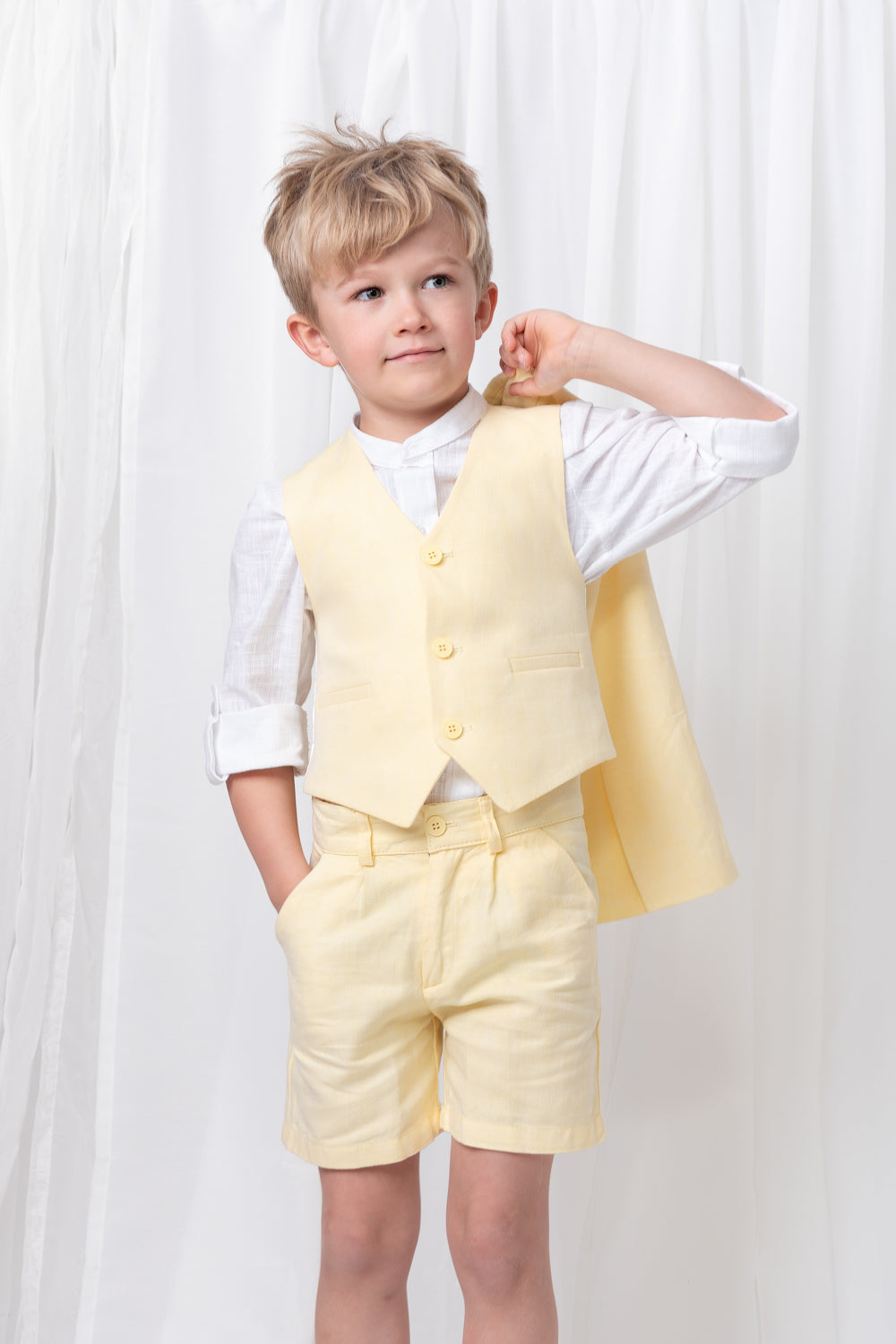 Lemon Boys' Linen Blend 3-Piece Suit Set