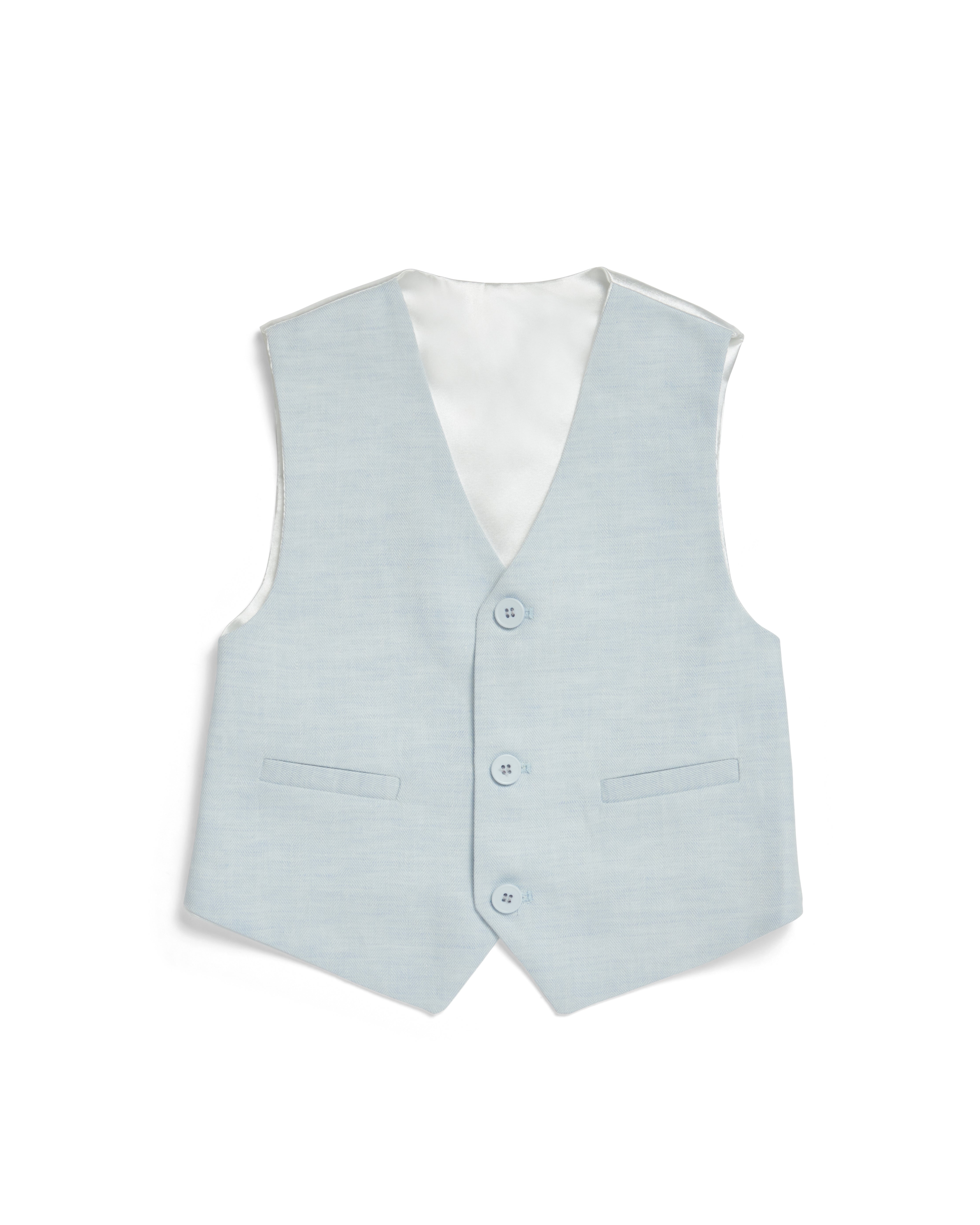 Sky Blue Boys' Linen Blend 3-Piece Suit Set