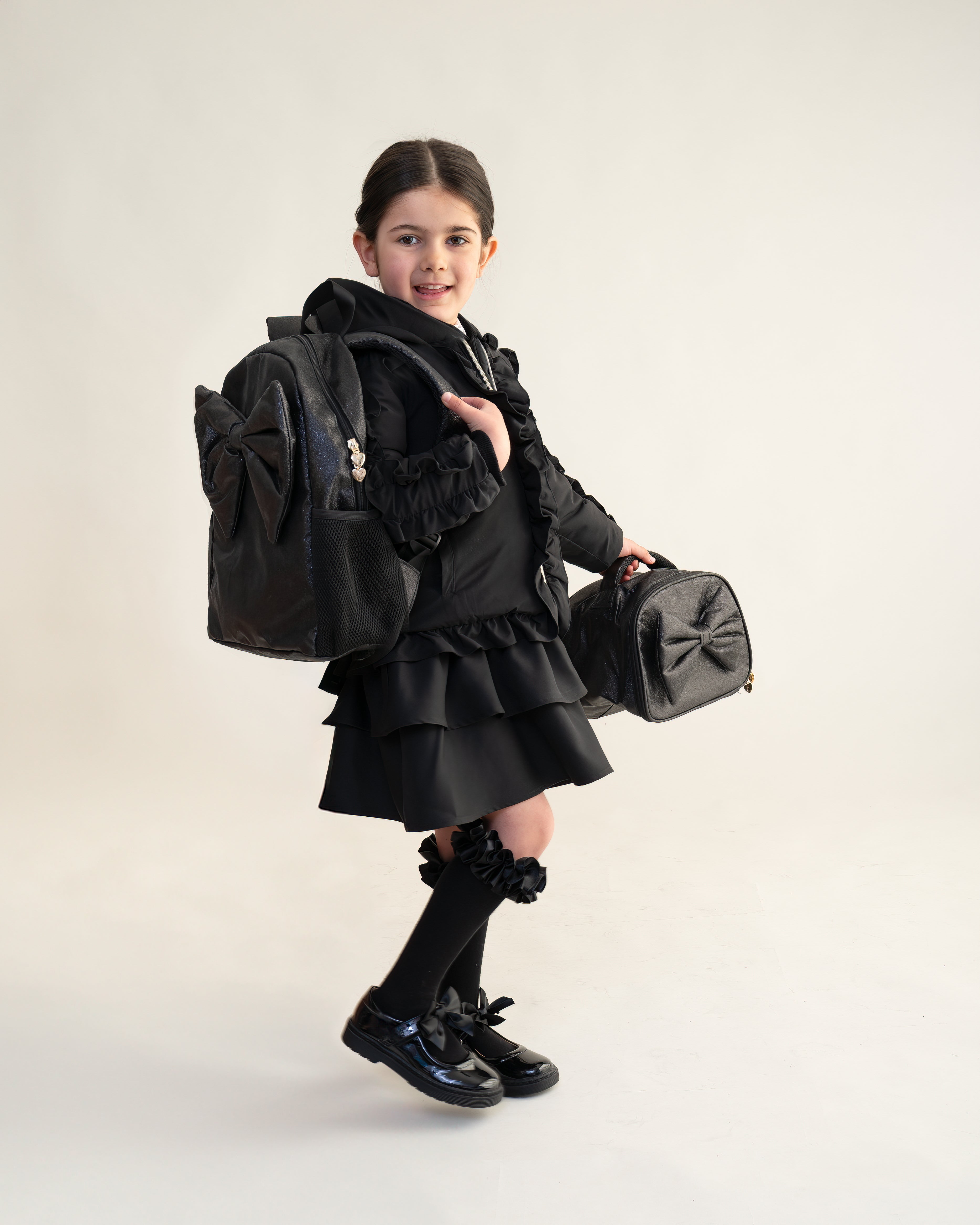 Black Glitter Bow Backpack