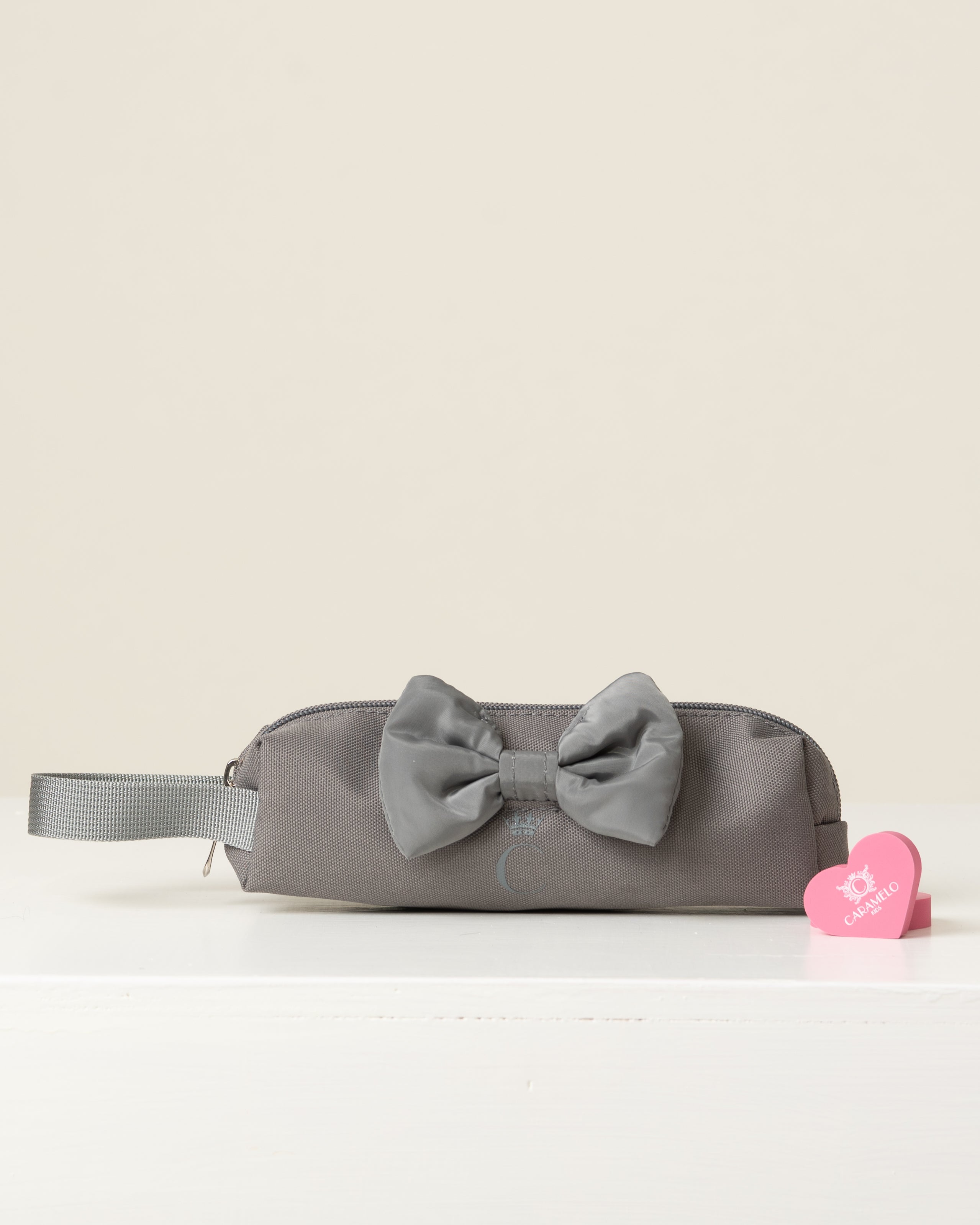Grey Pencil Case with Bow
