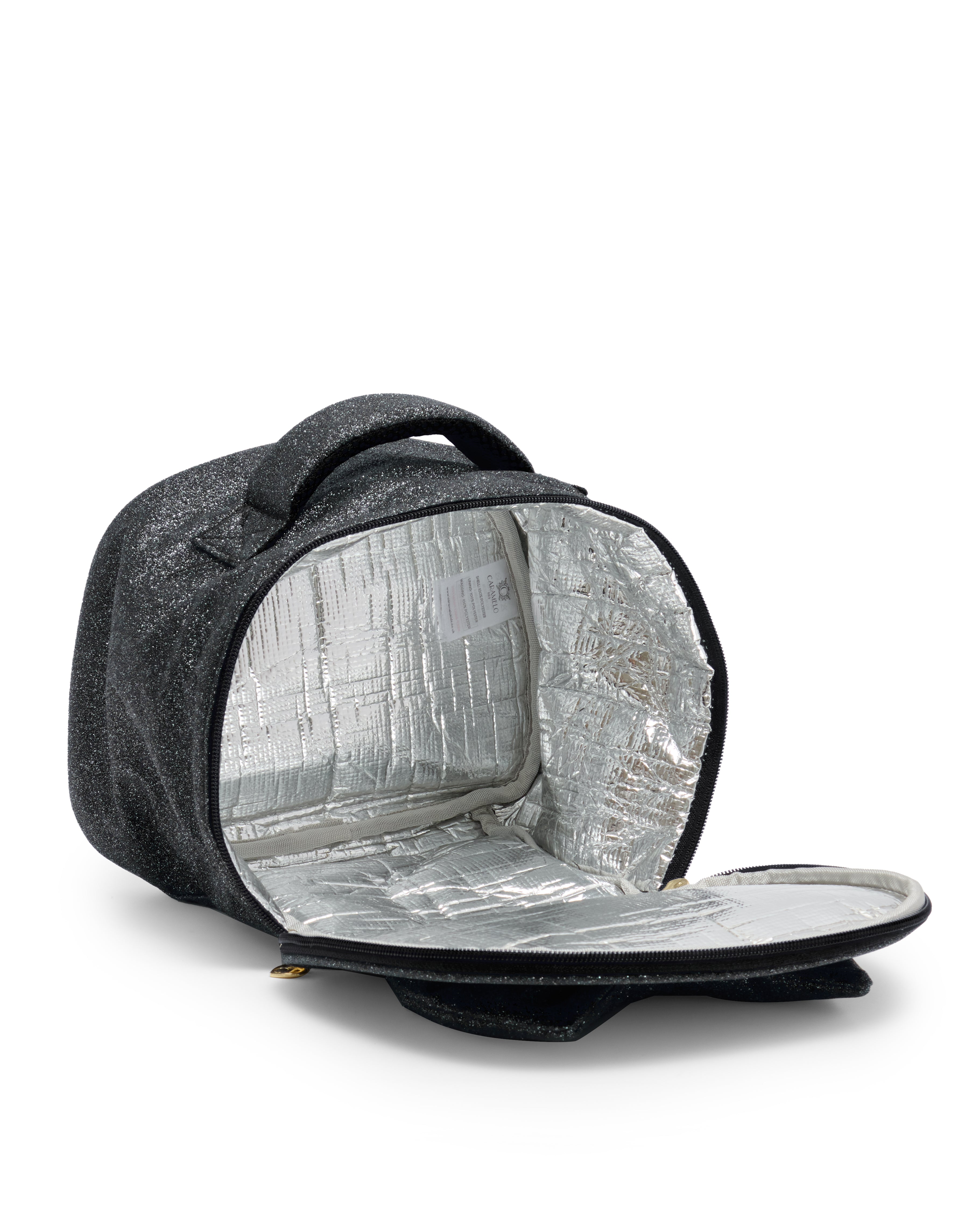 Black Glitter Lunch Bag with Bow