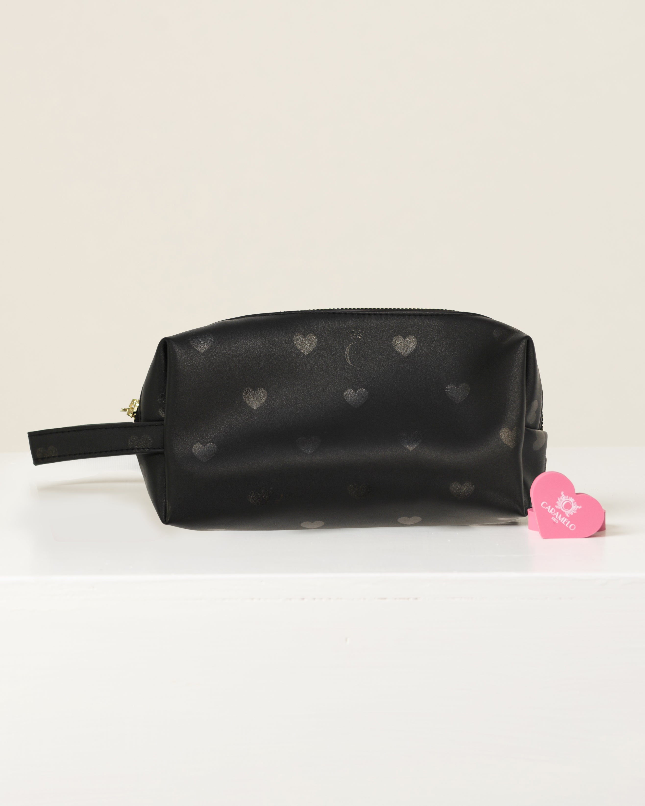 Black Heart Print Pencil Case