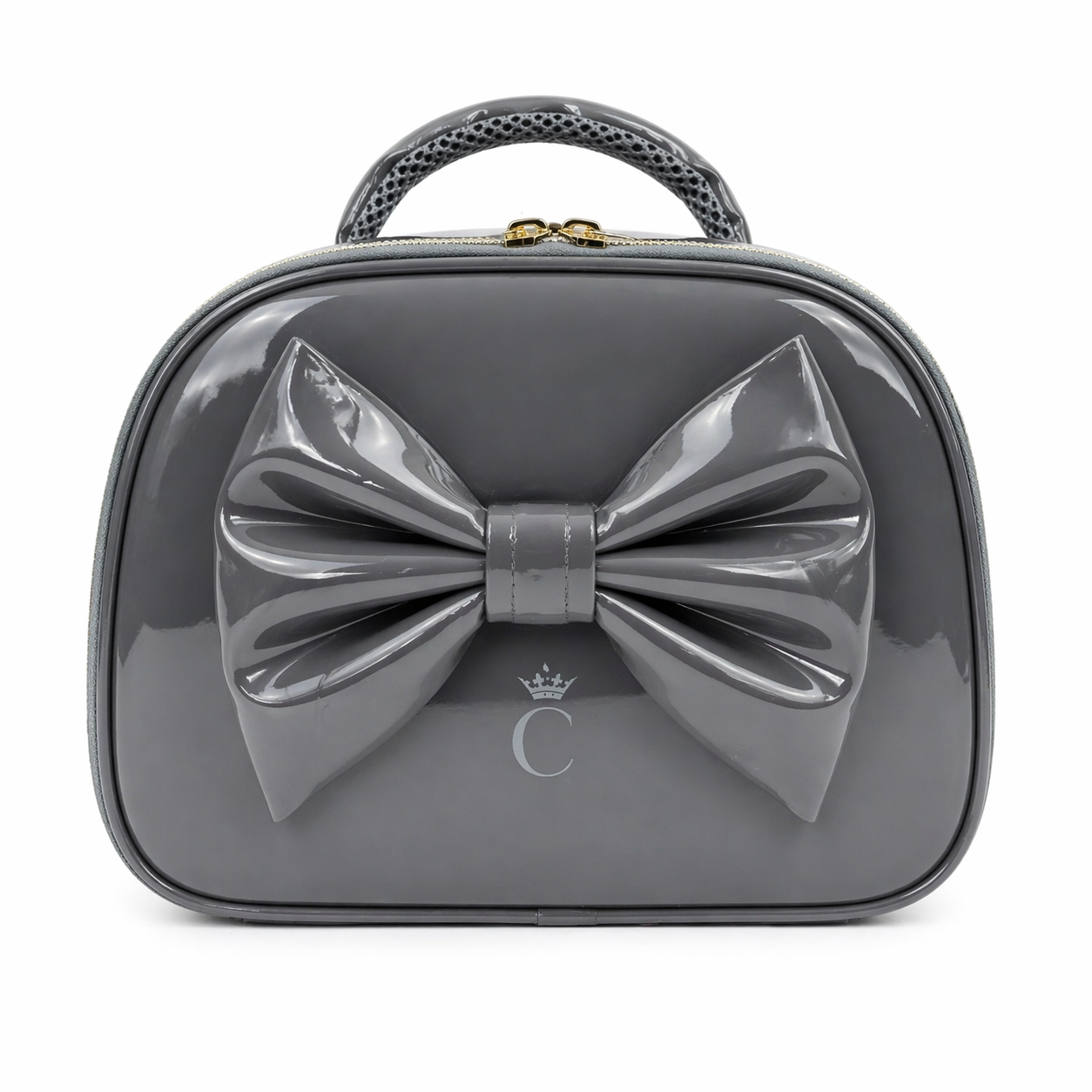 Grey Patent Bow Lunch Bag