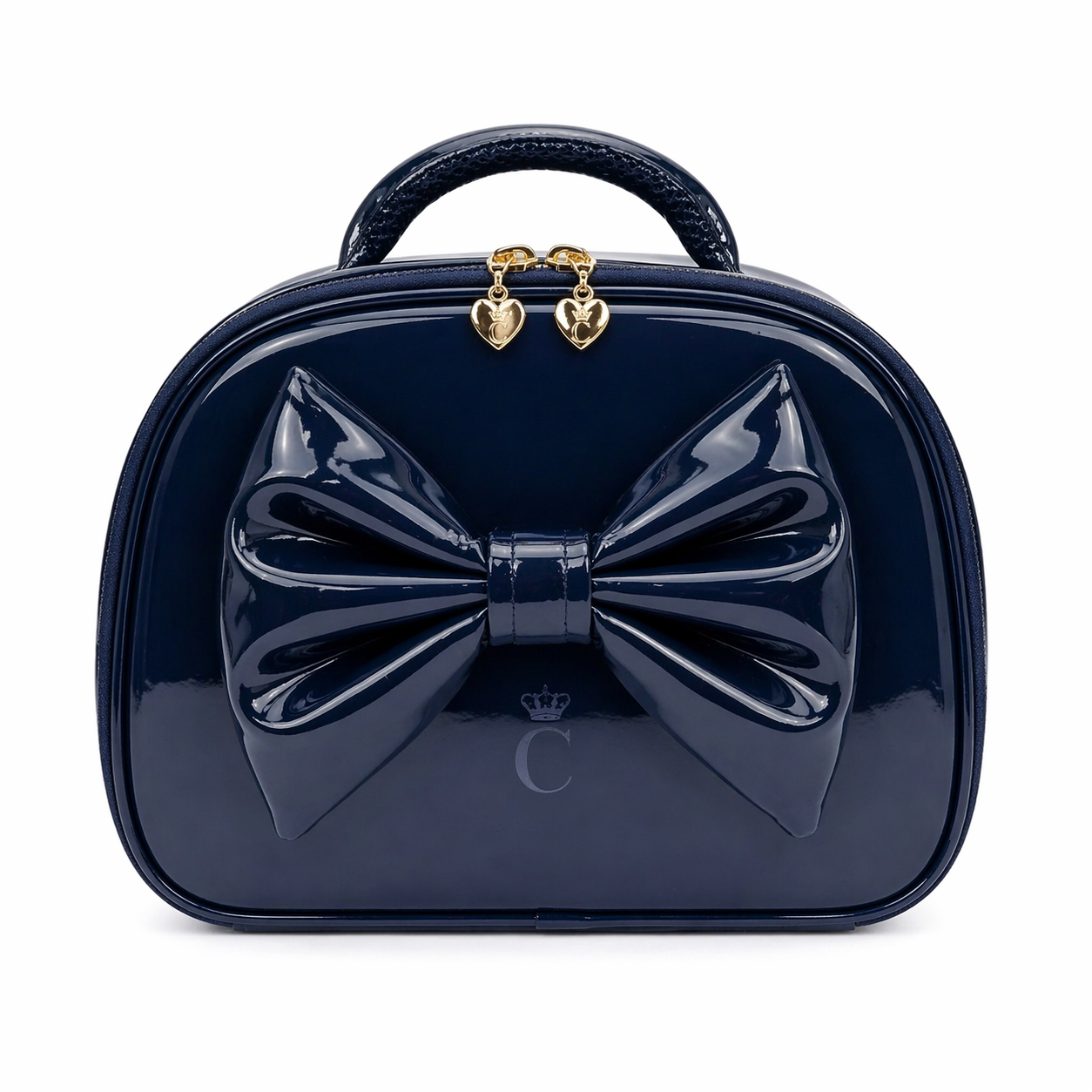 Navy Patent Bow Lunch Bag
