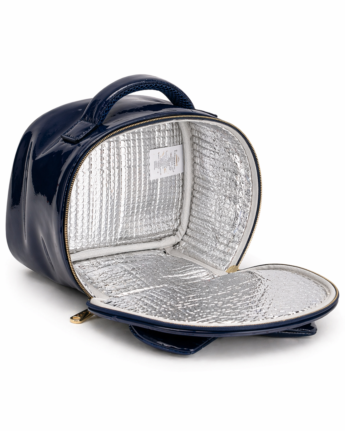 Navy Patent Bow Lunch Bag
