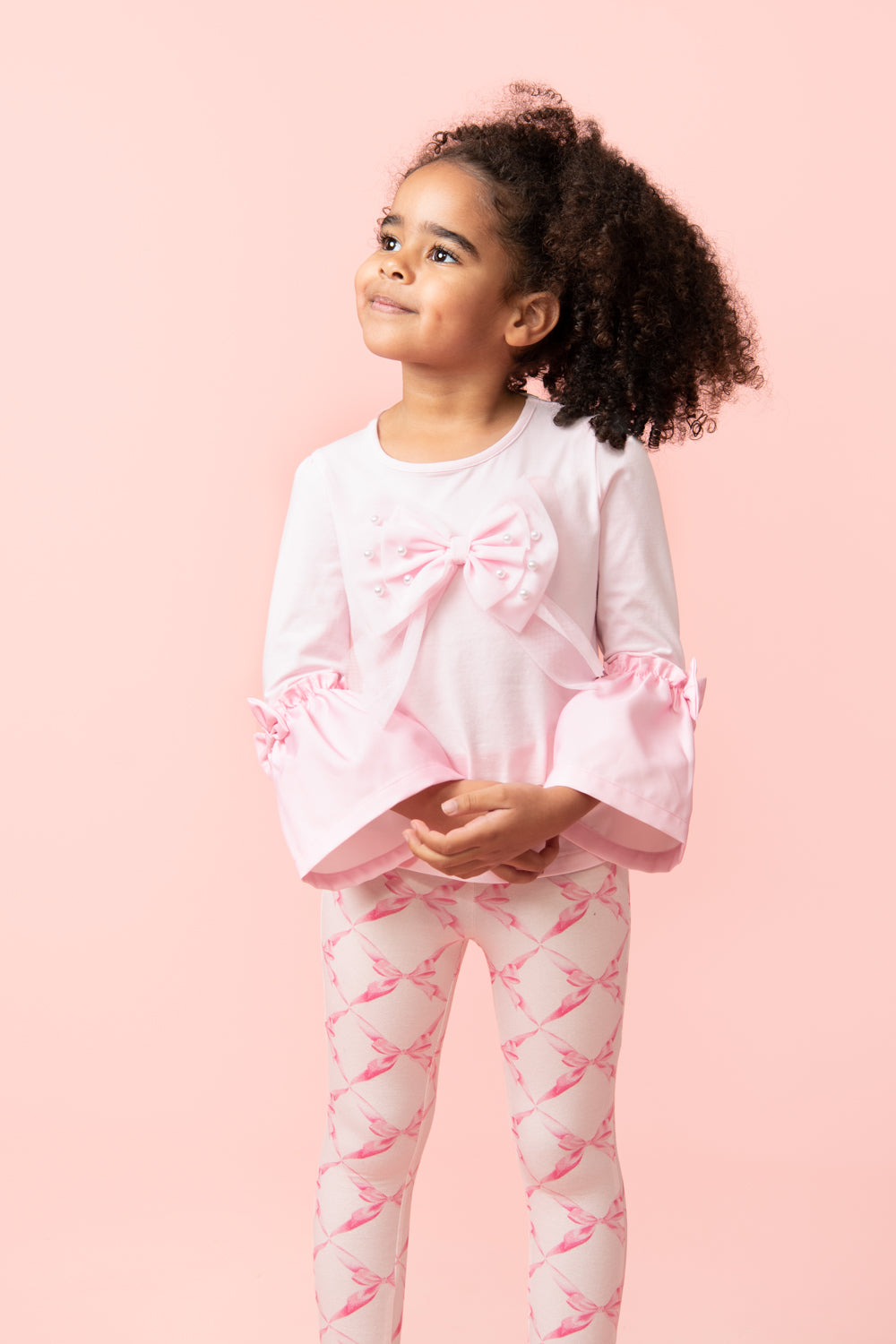 Pink Leggings Set with Bow Design (4-8 years)