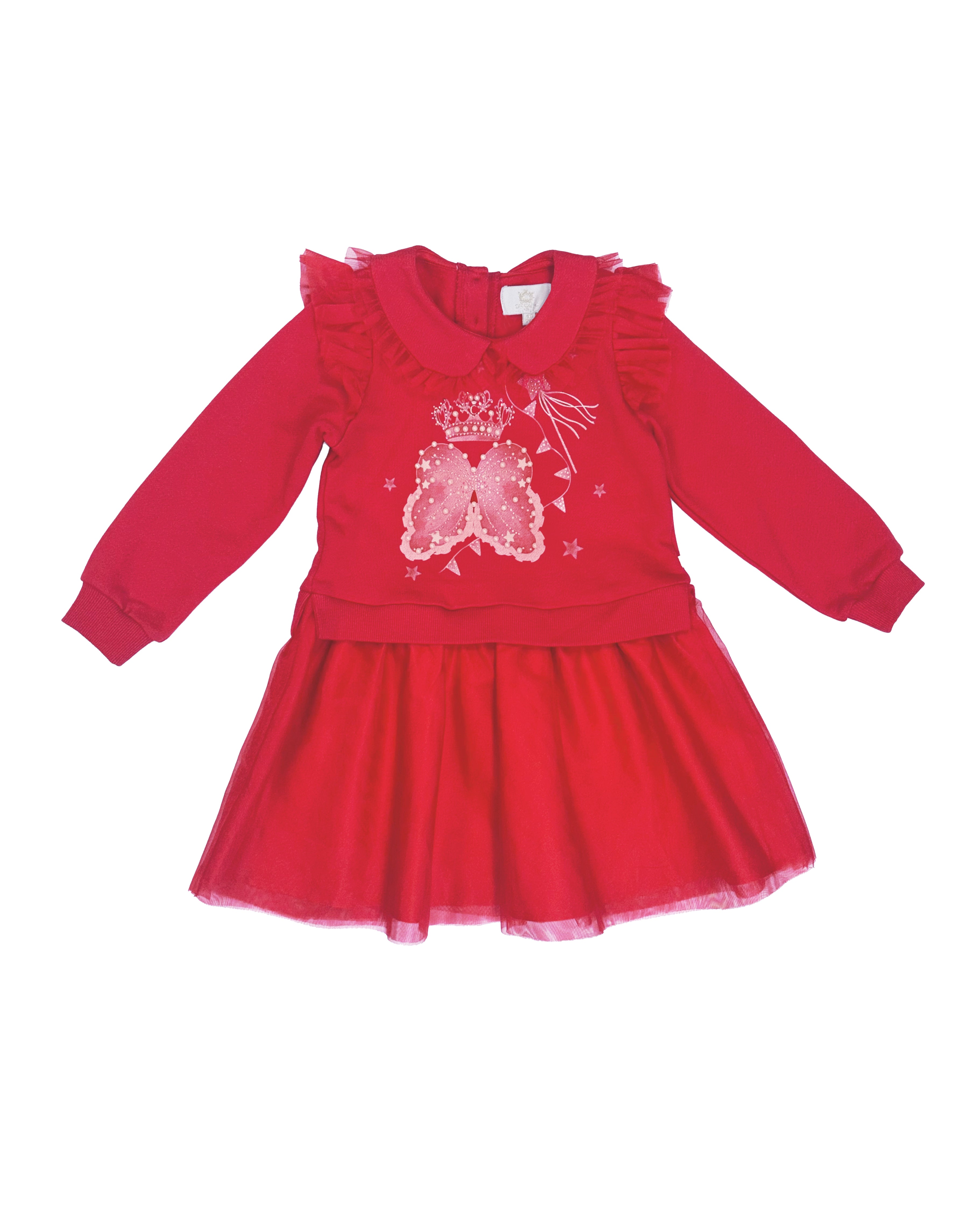 Red Sparkle Wing & Crown Collar Dress
