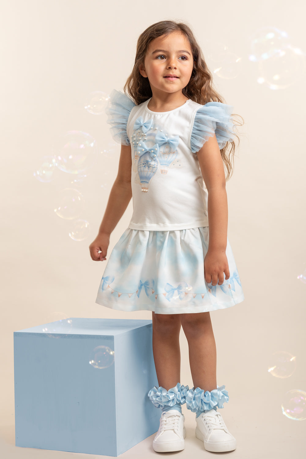 Fly Away Sky Blue Balloon Dress (5-9yrs)