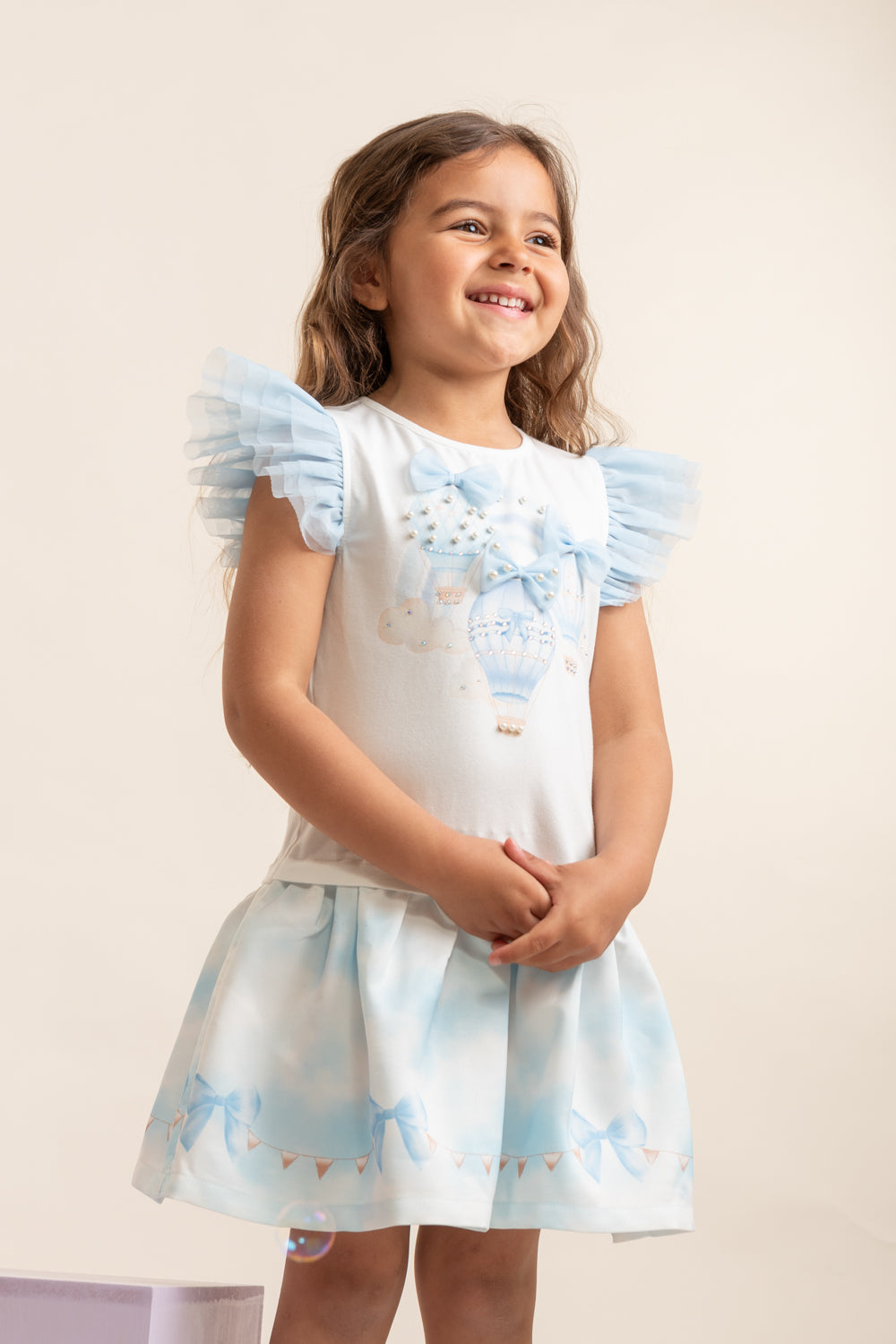 Fly Away Sky Blue Balloon Dress (5-9yrs)