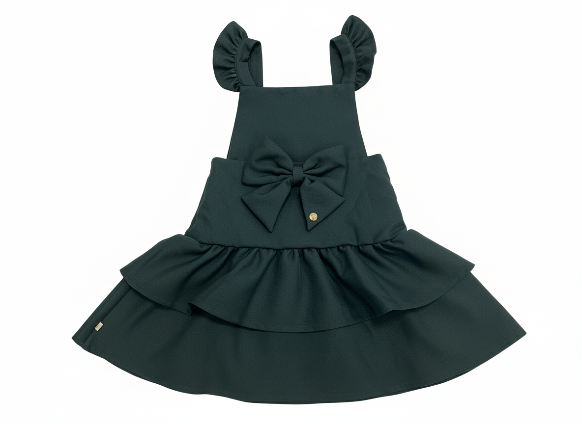 Bottle Green Frill Ra-Ra Pinafore Dress
