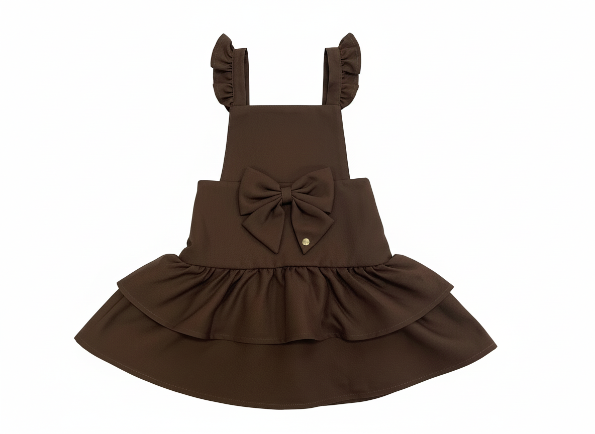 Brown Frill Ra-Ra Pinafore Dress