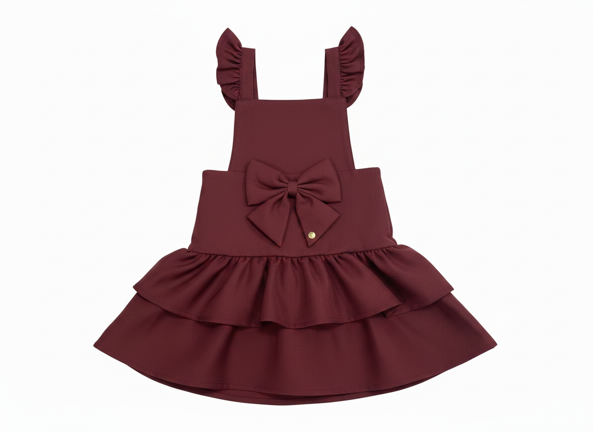 Maroon Frill Ra-Ra Pinafore Dress