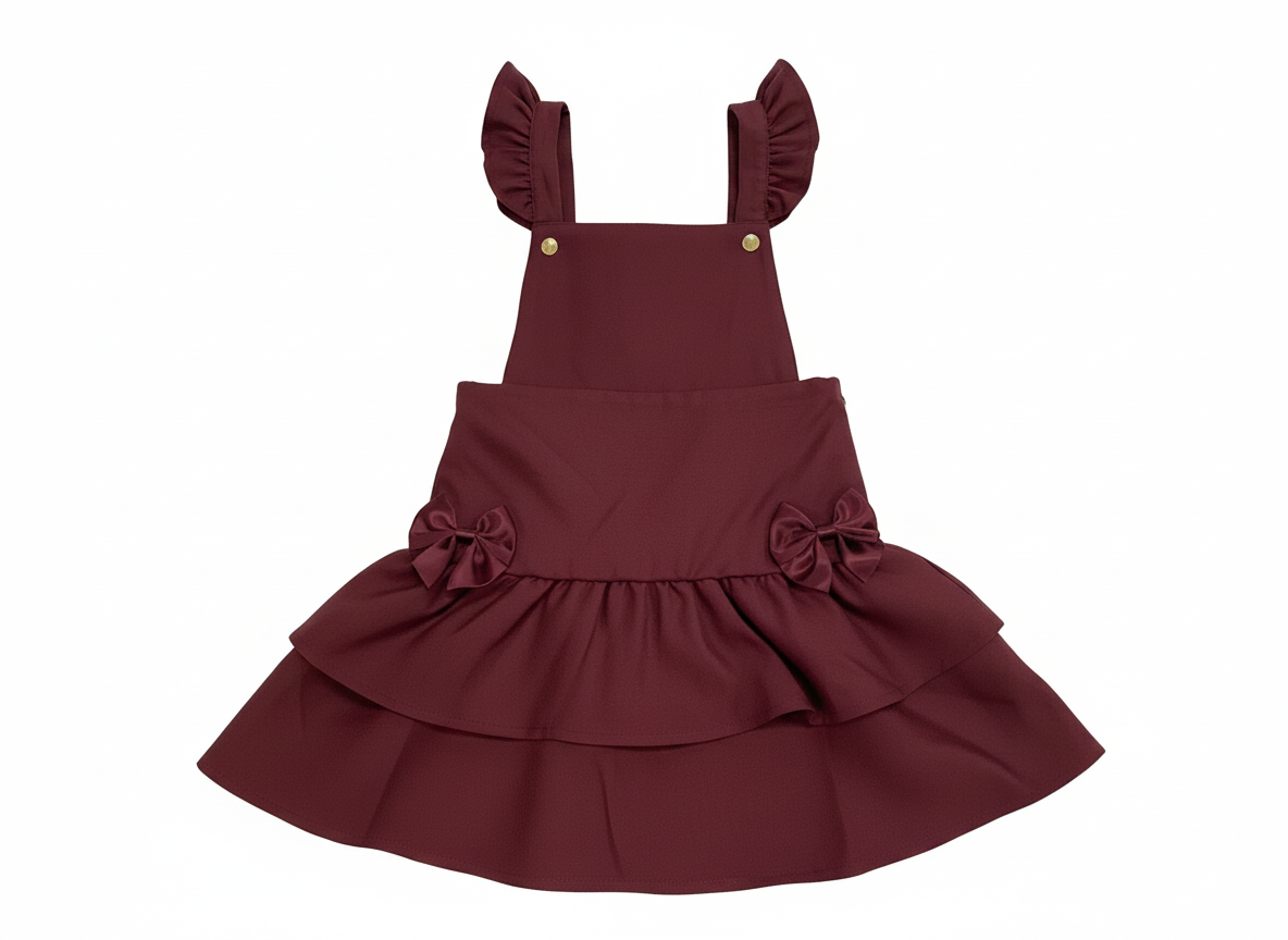 Maroon Frill Ra-Ra Pinafore Dress